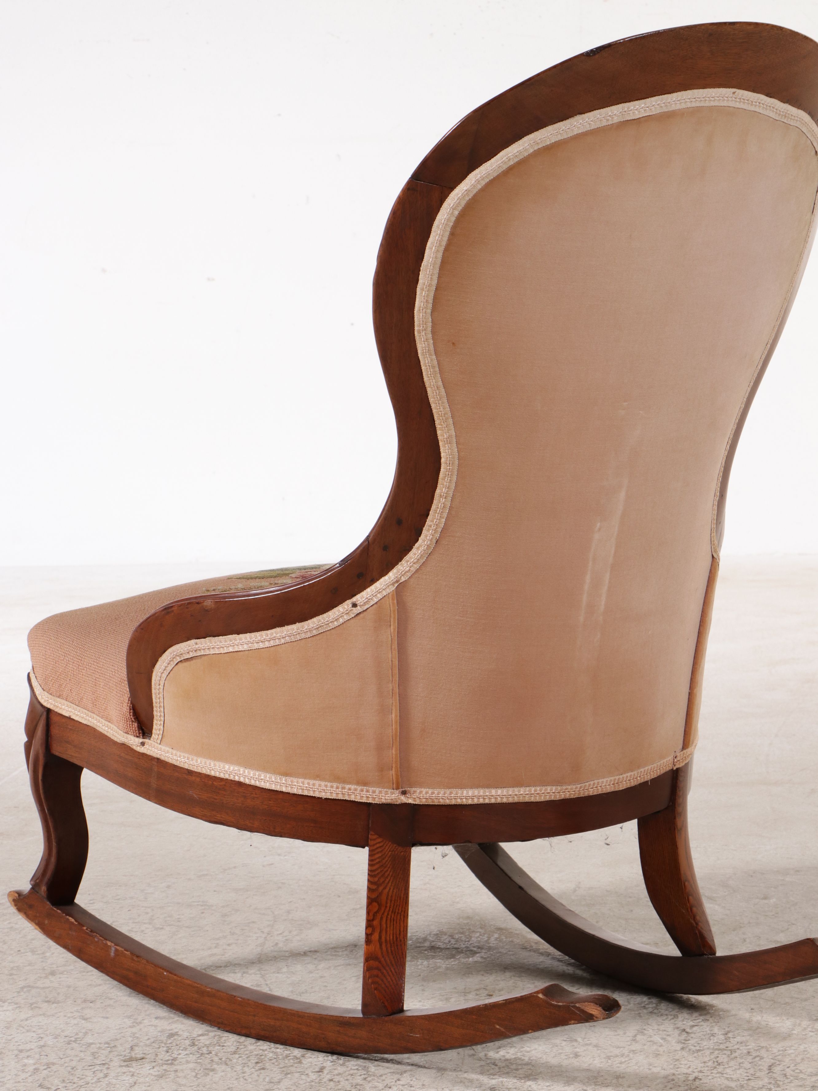 Victorian Oak Rocking Chair with Needlepoint Upholstery