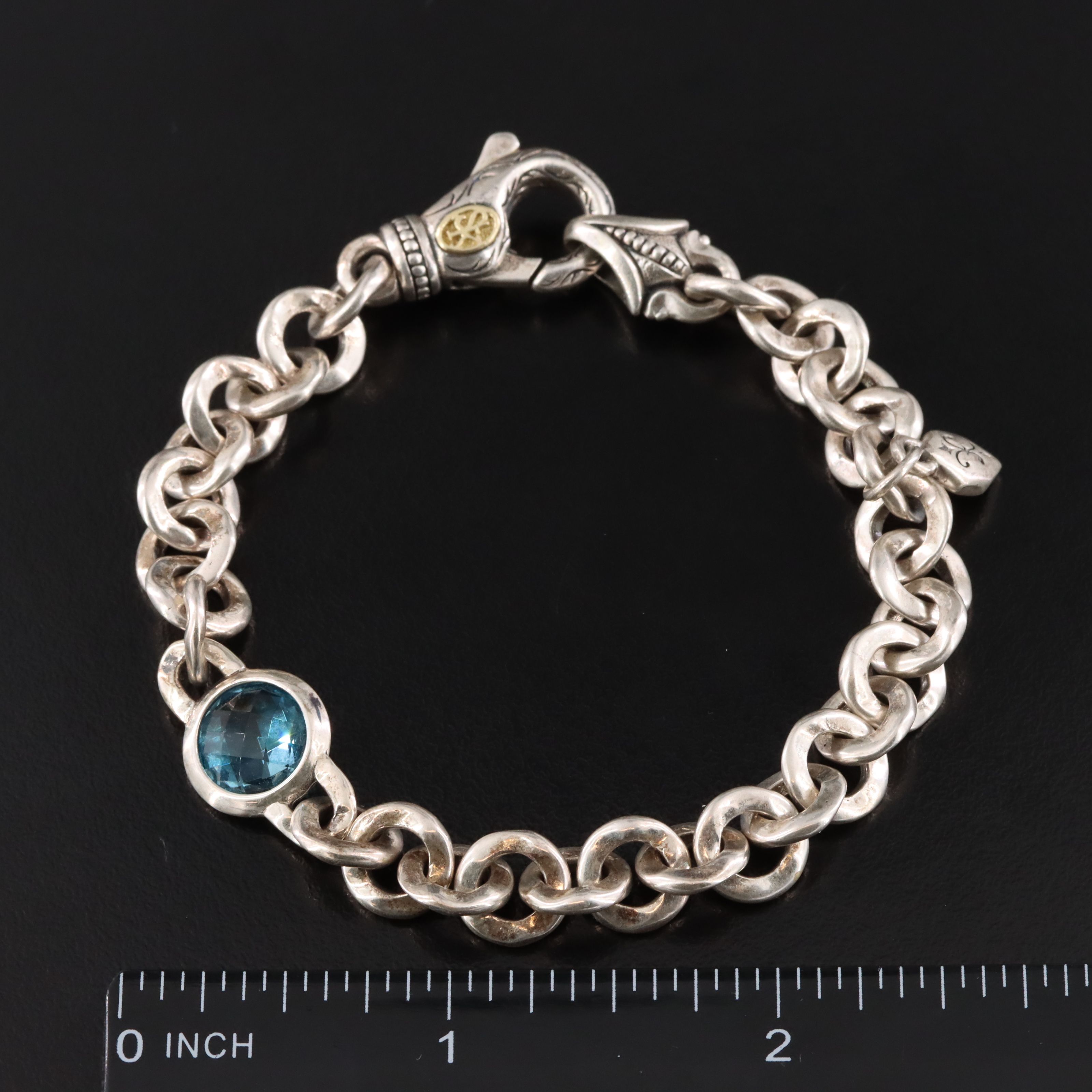 Scott Kay Sterling Topaz Rolo Chain Bracelet with 18K Accents