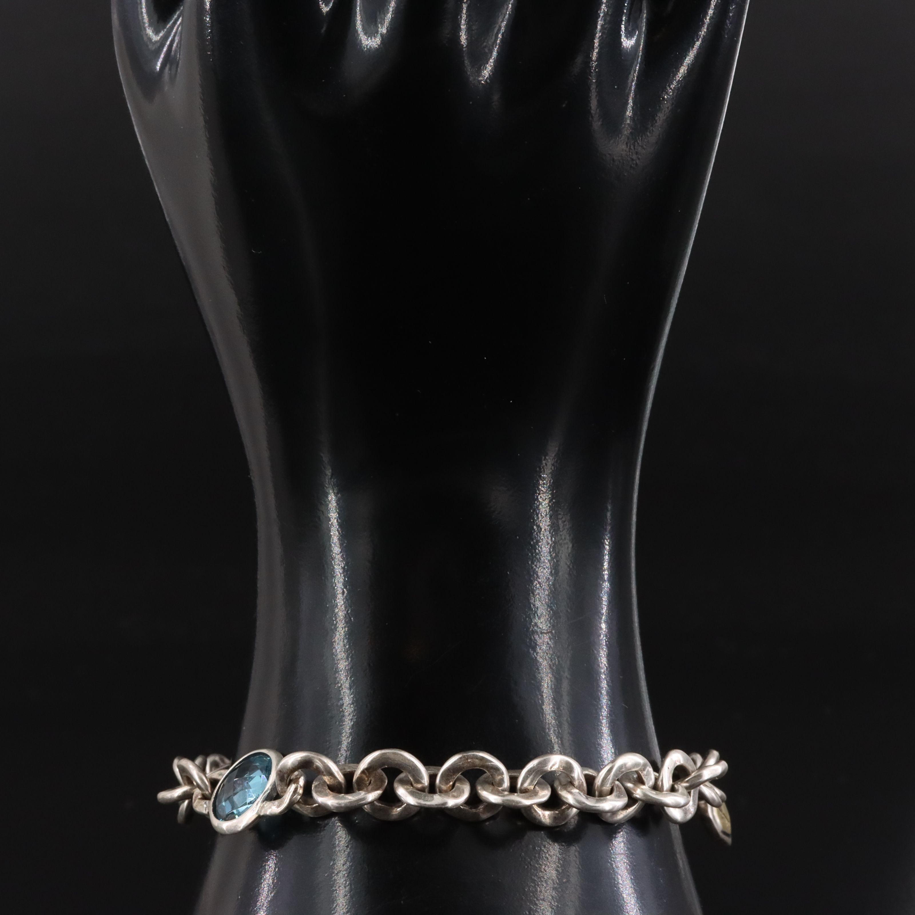 Scott Kay Sterling Topaz Rolo Chain Bracelet with 18K Accents