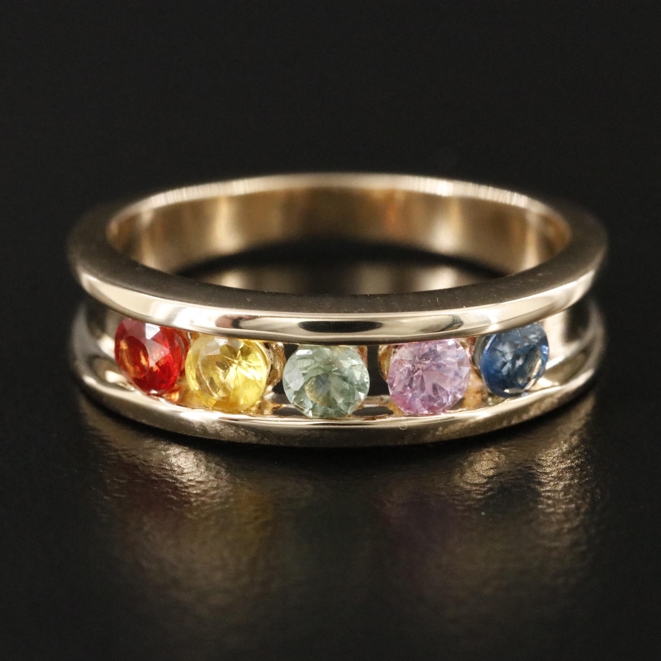 14K Rainbow Sapphire Ring