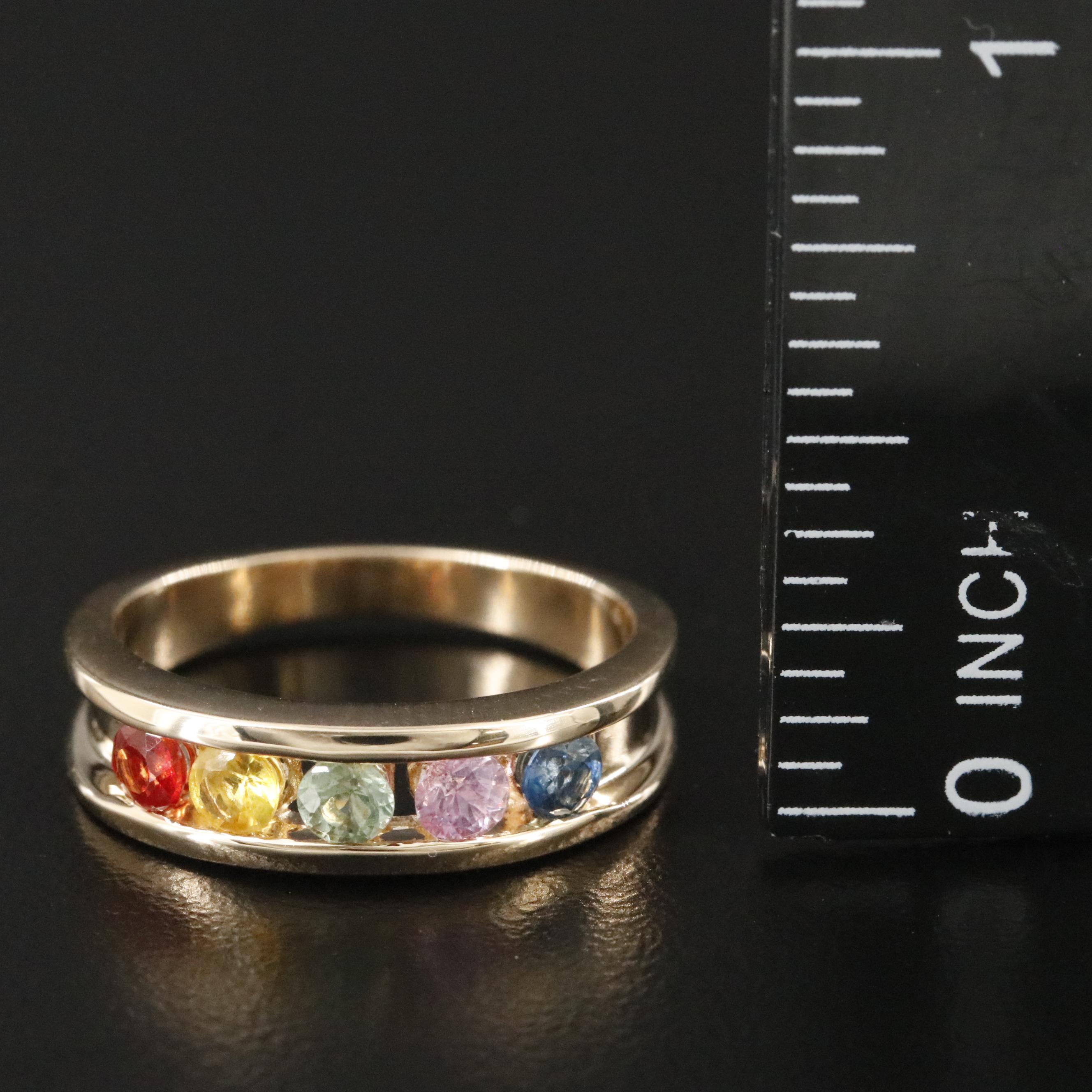 14K Rainbow Sapphire Ring