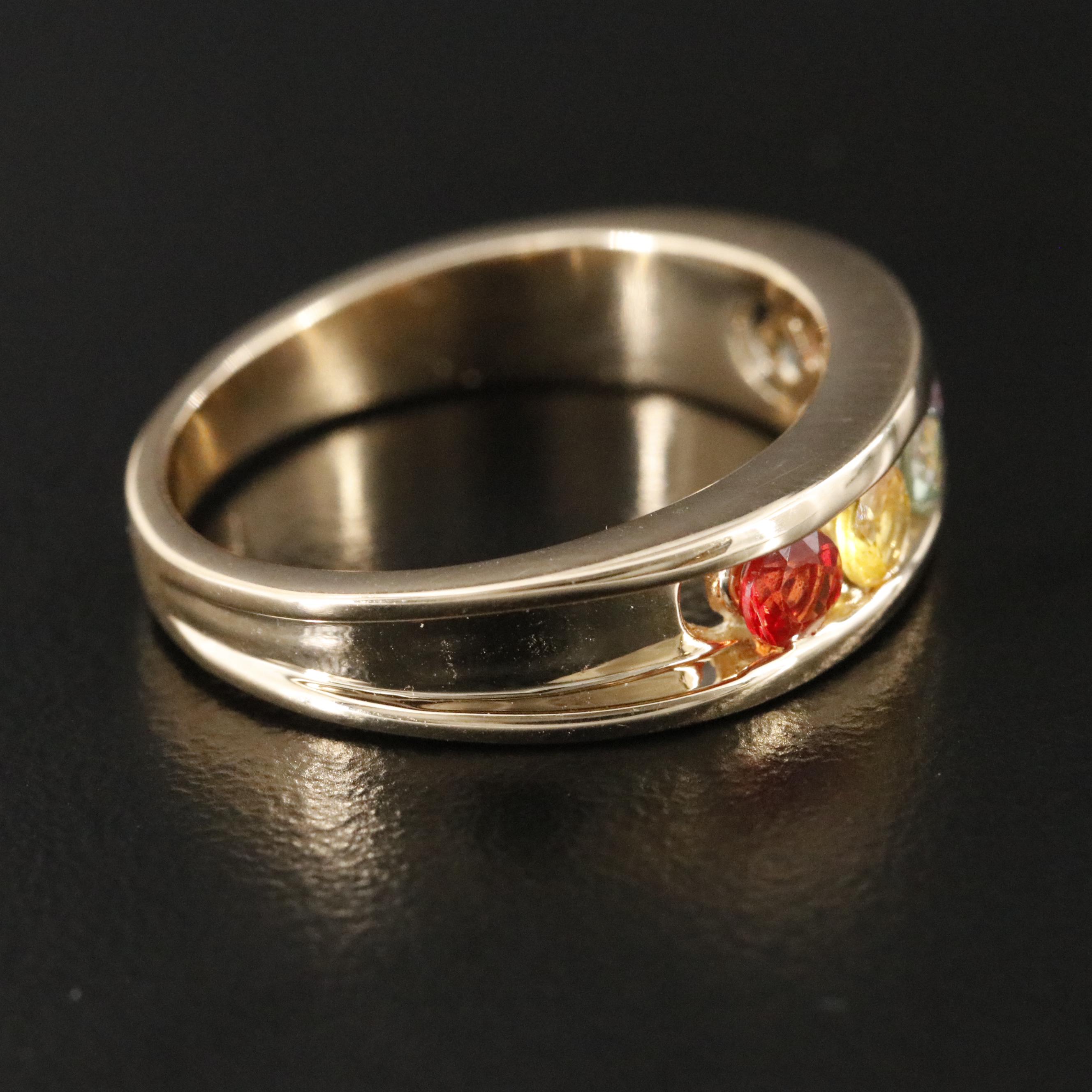 14K Rainbow Sapphire Ring