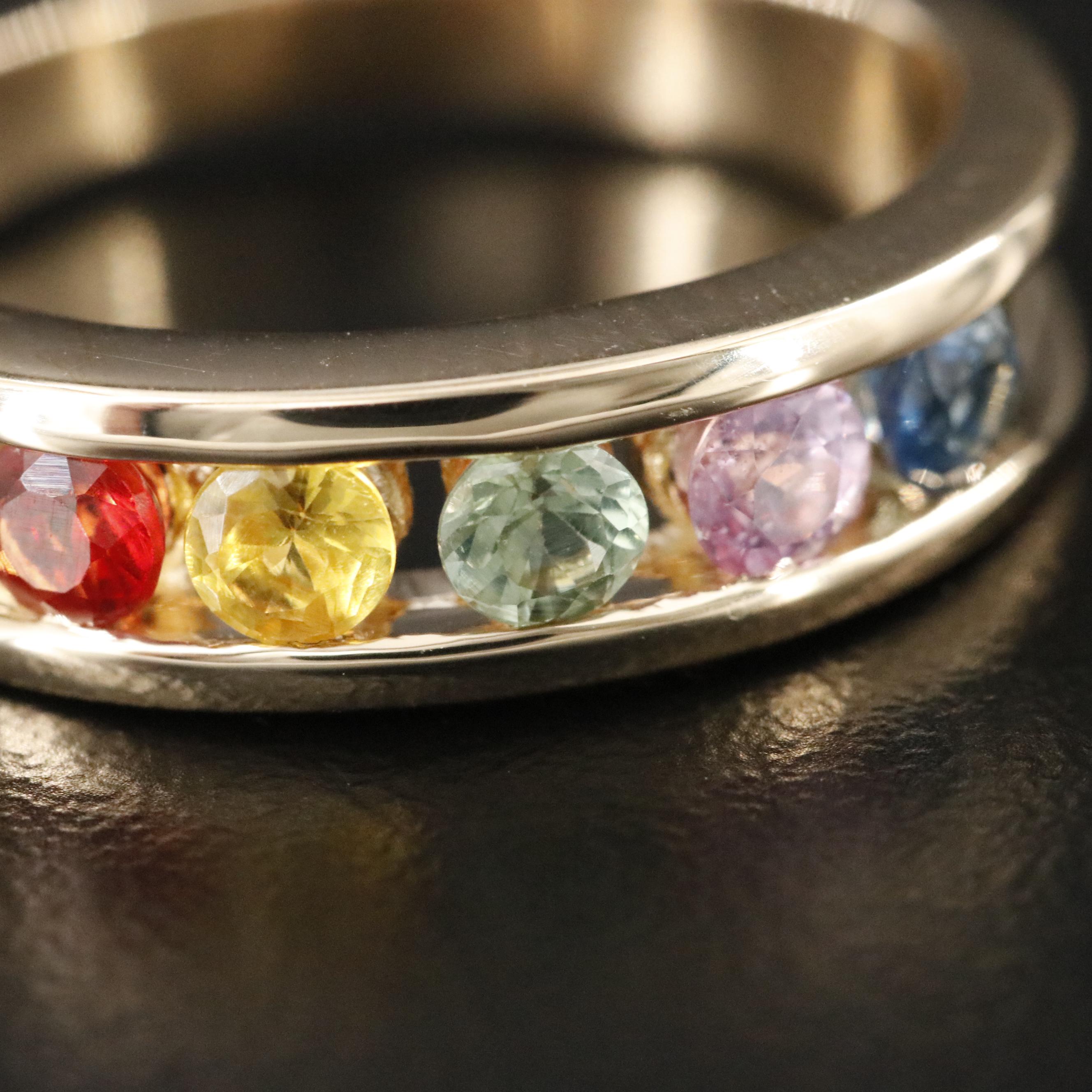 14K Rainbow Sapphire Ring