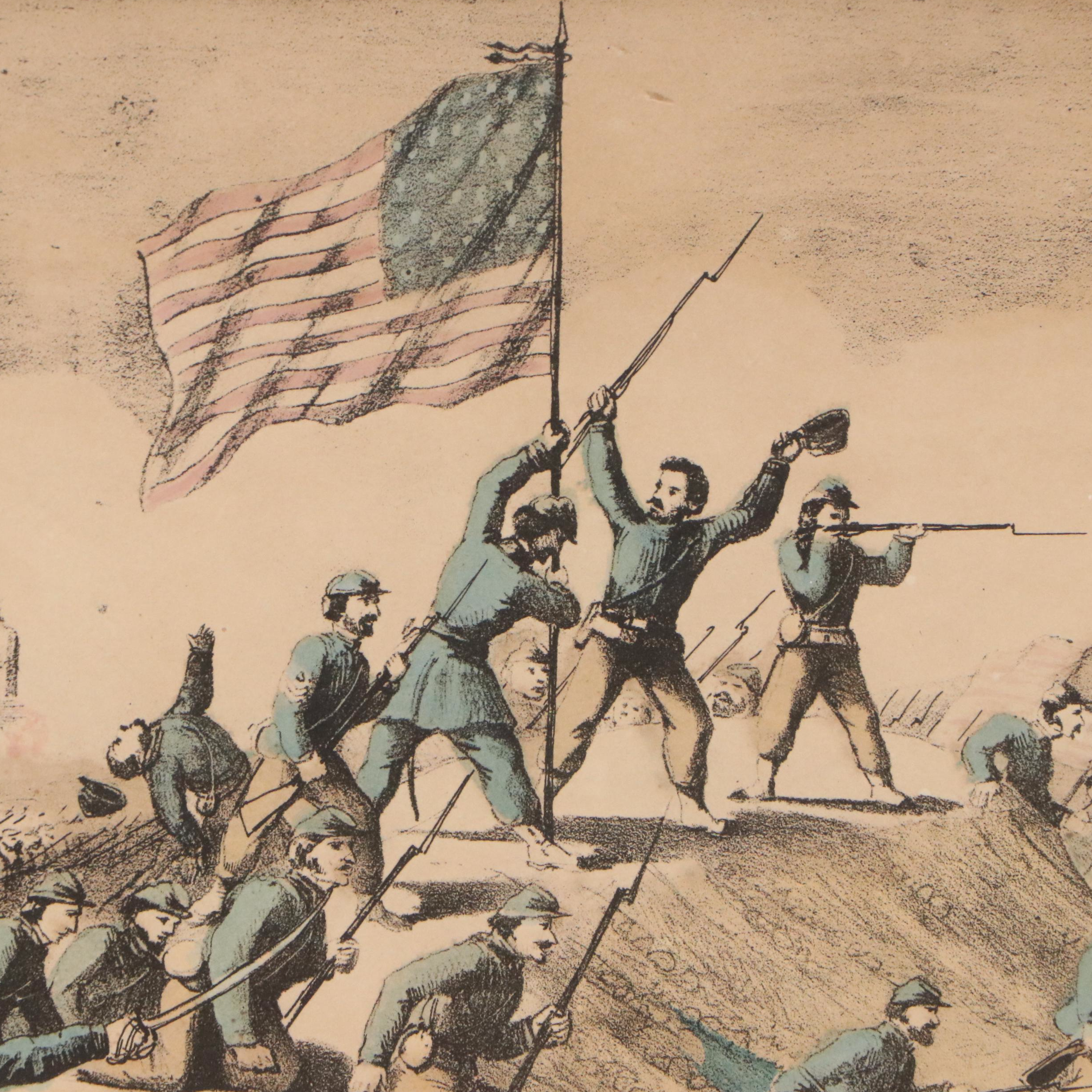 Gibson & Co. Hand-Colored Lithograph "Capture of Ft. Donelson," Late 19th C.