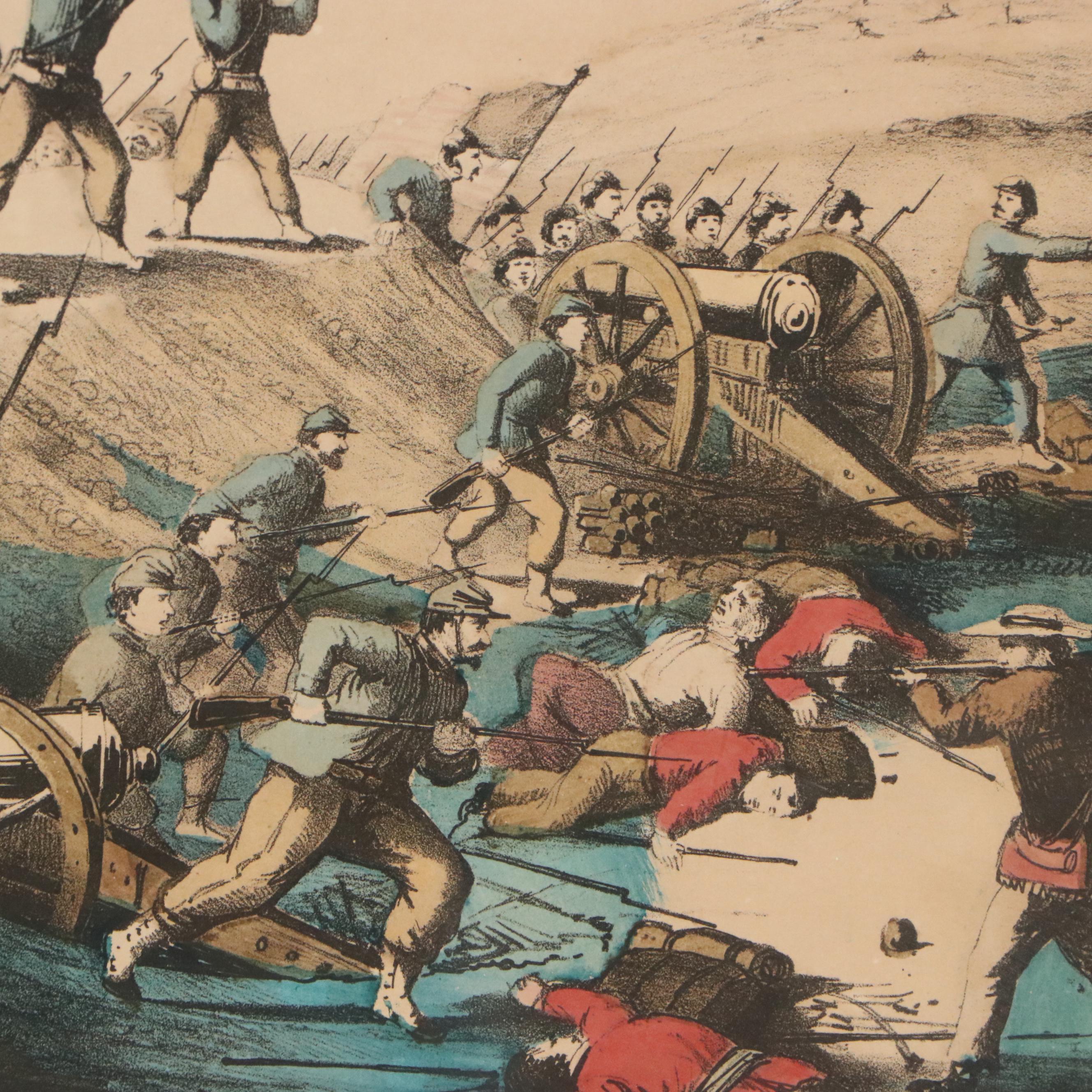 Gibson & Co. Hand-Colored Lithograph "Capture of Ft. Donelson," Late 19th C.