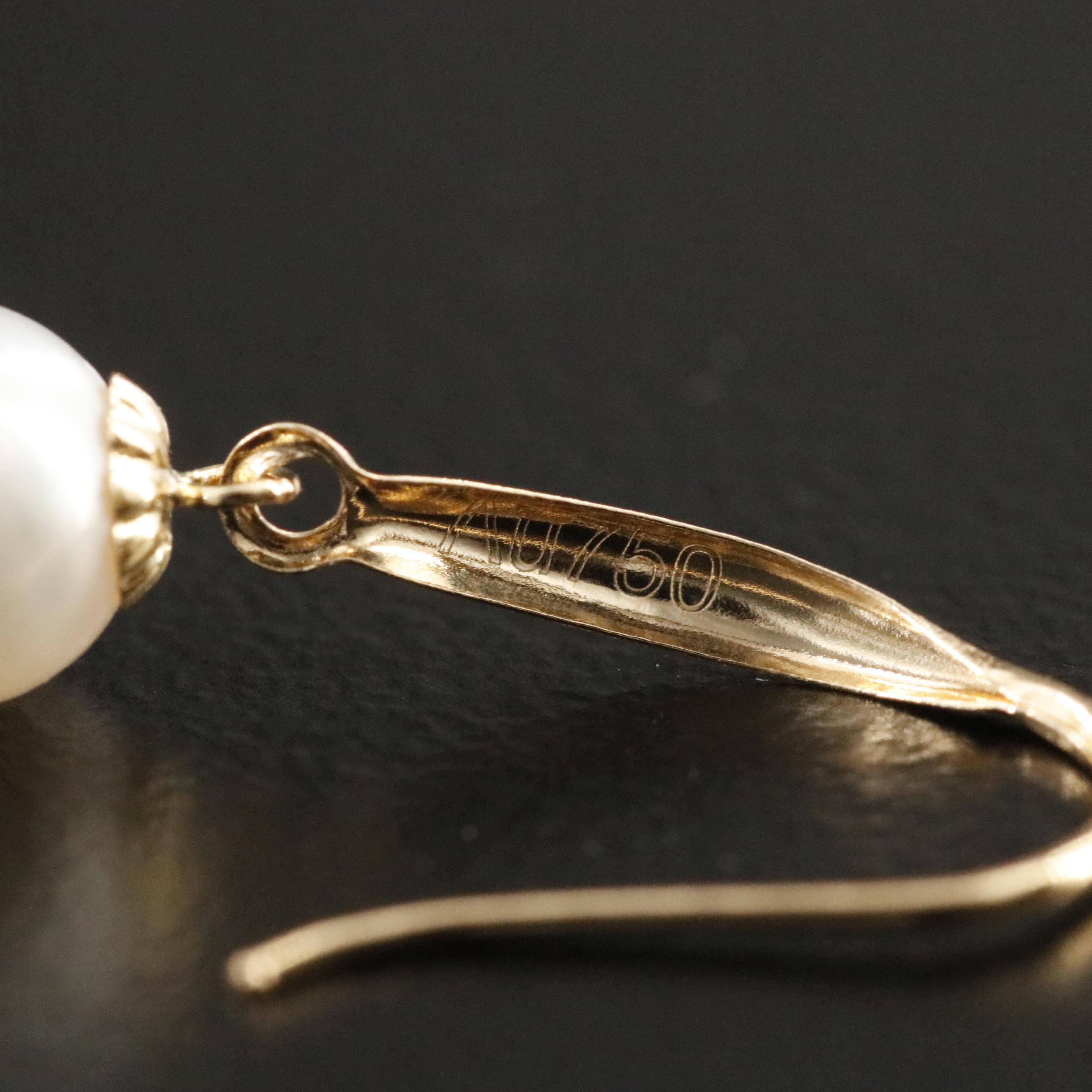 18K Pearl Drop Earrings