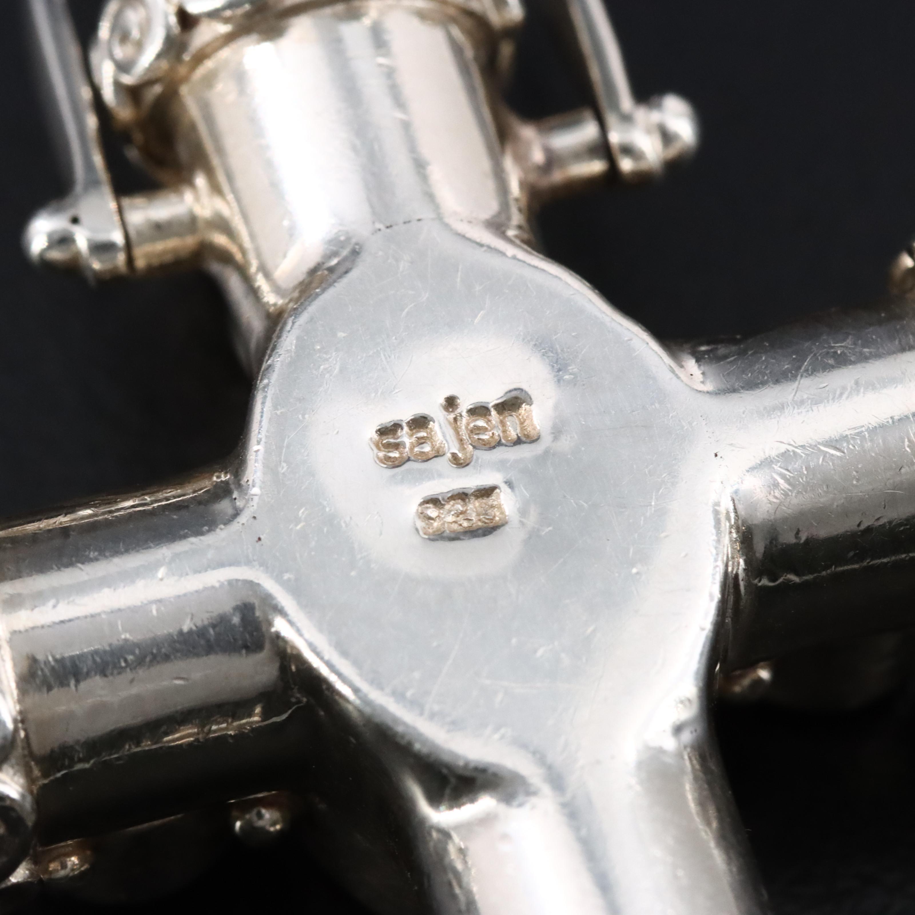 Sajen Sterling and Gemstone Cross Pendant with Garnet, Black Onyx and Mabé Pearl