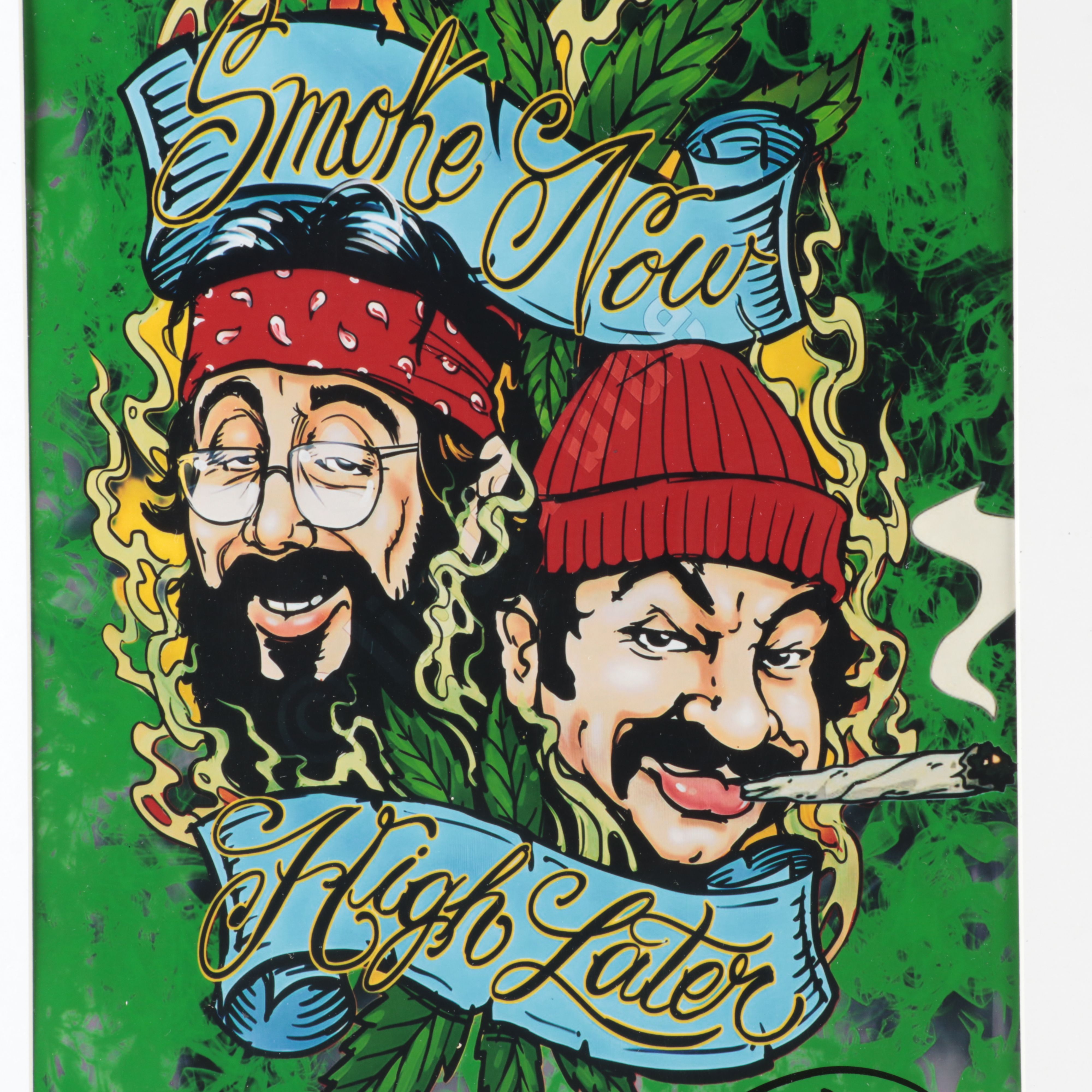 Tommy Chong Signed “Cheech and Chong” Print in Matted Frame, JSA