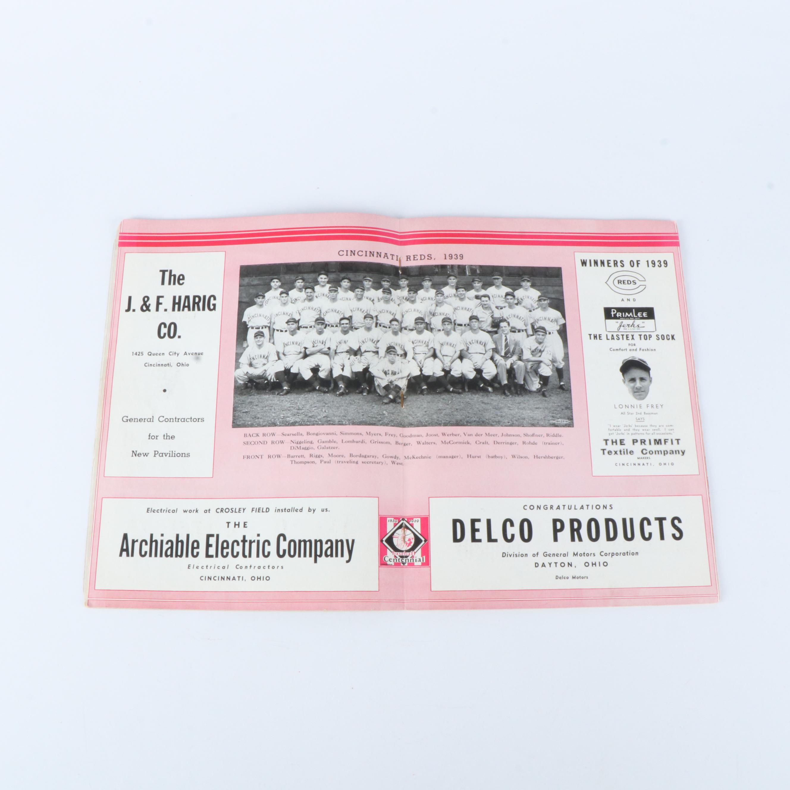 1939 World Series Reds Vs. Yankees Official Scorebook