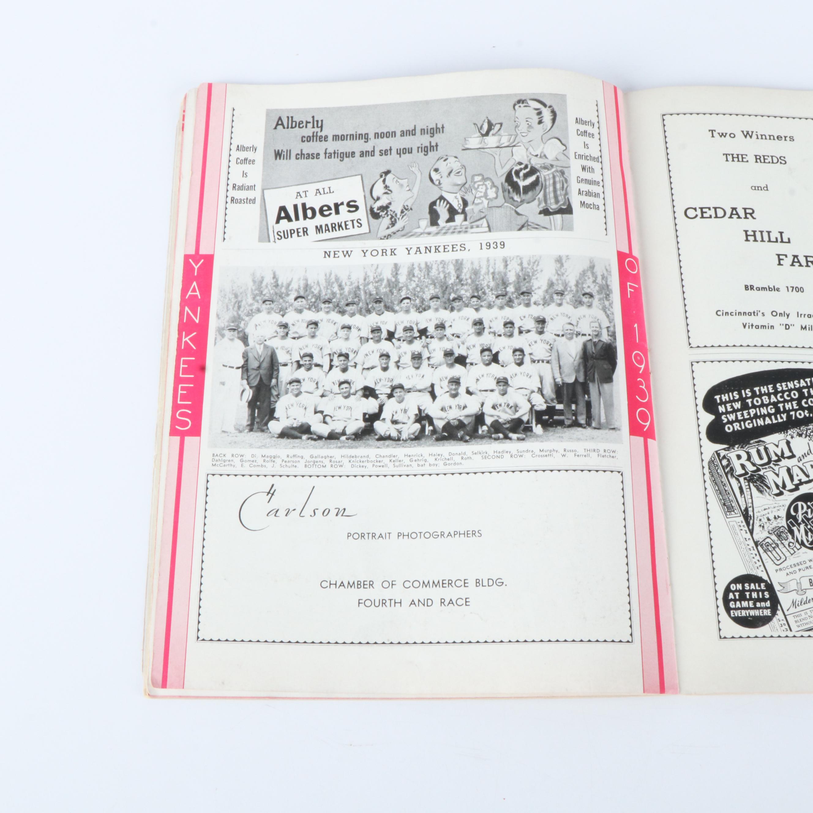 1939 World Series Reds Vs. Yankees Official Scorebook