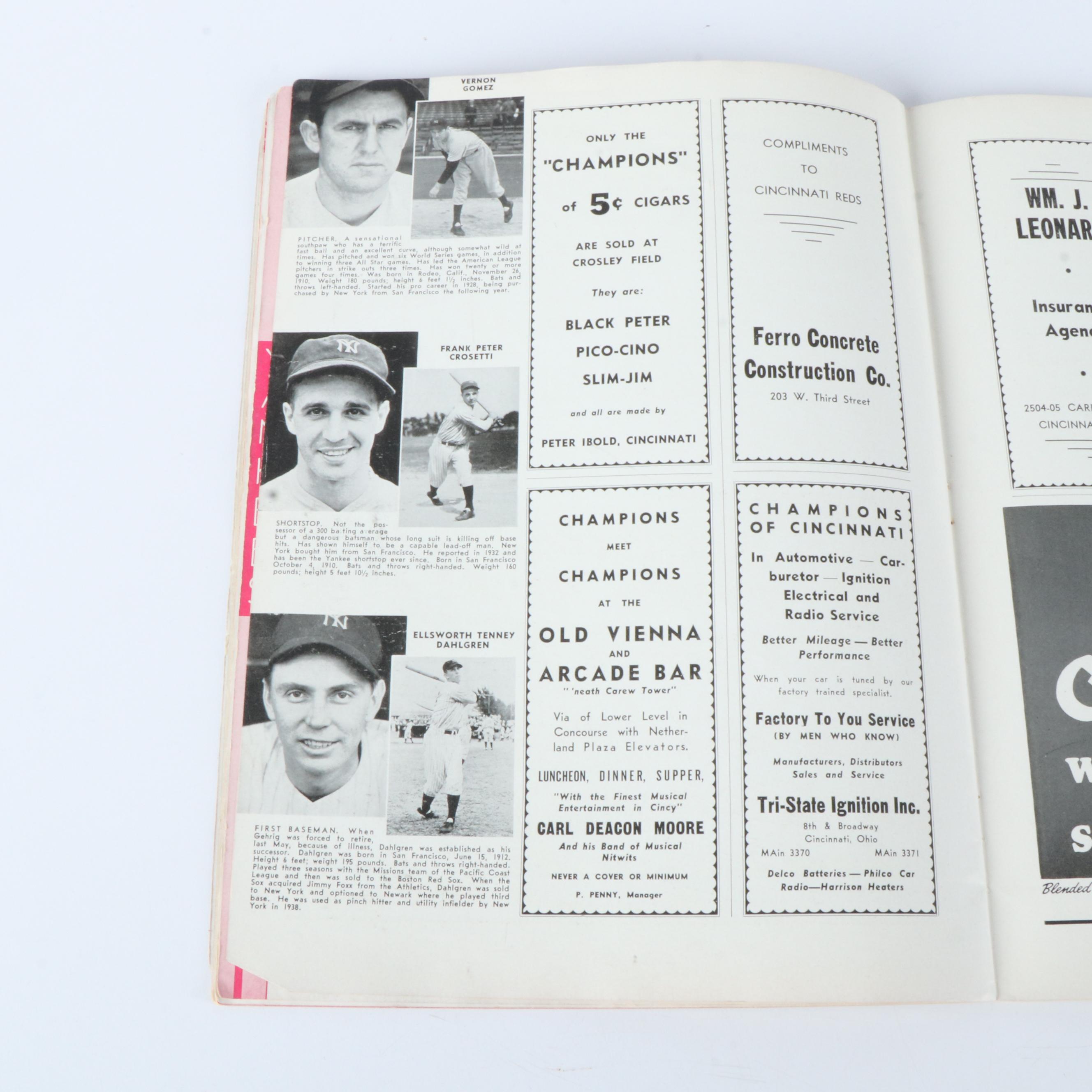 1939 World Series Reds Vs. Yankees Official Scorebook