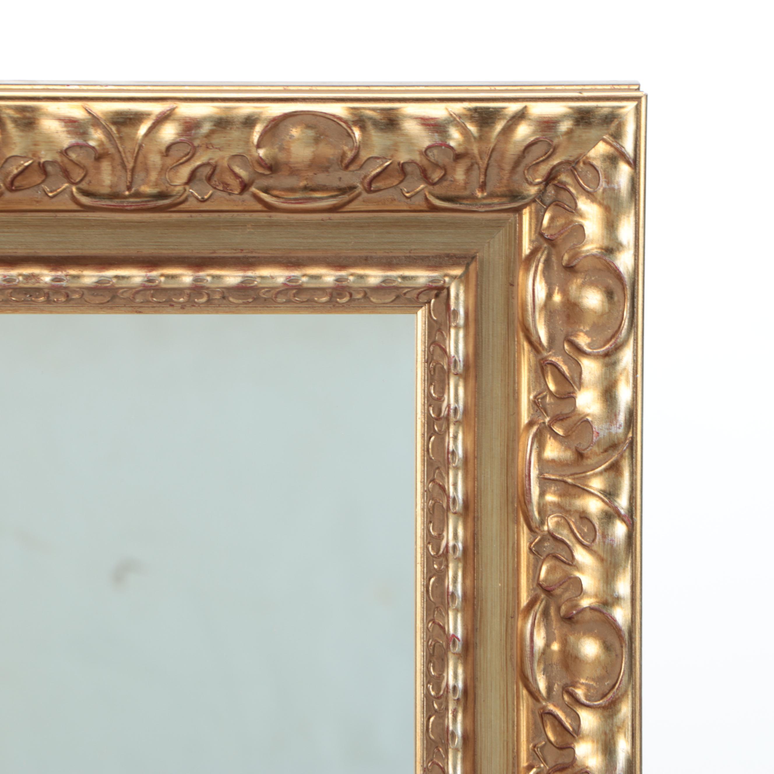 Rococo Style Gold Finish Wood Wall Mirror
