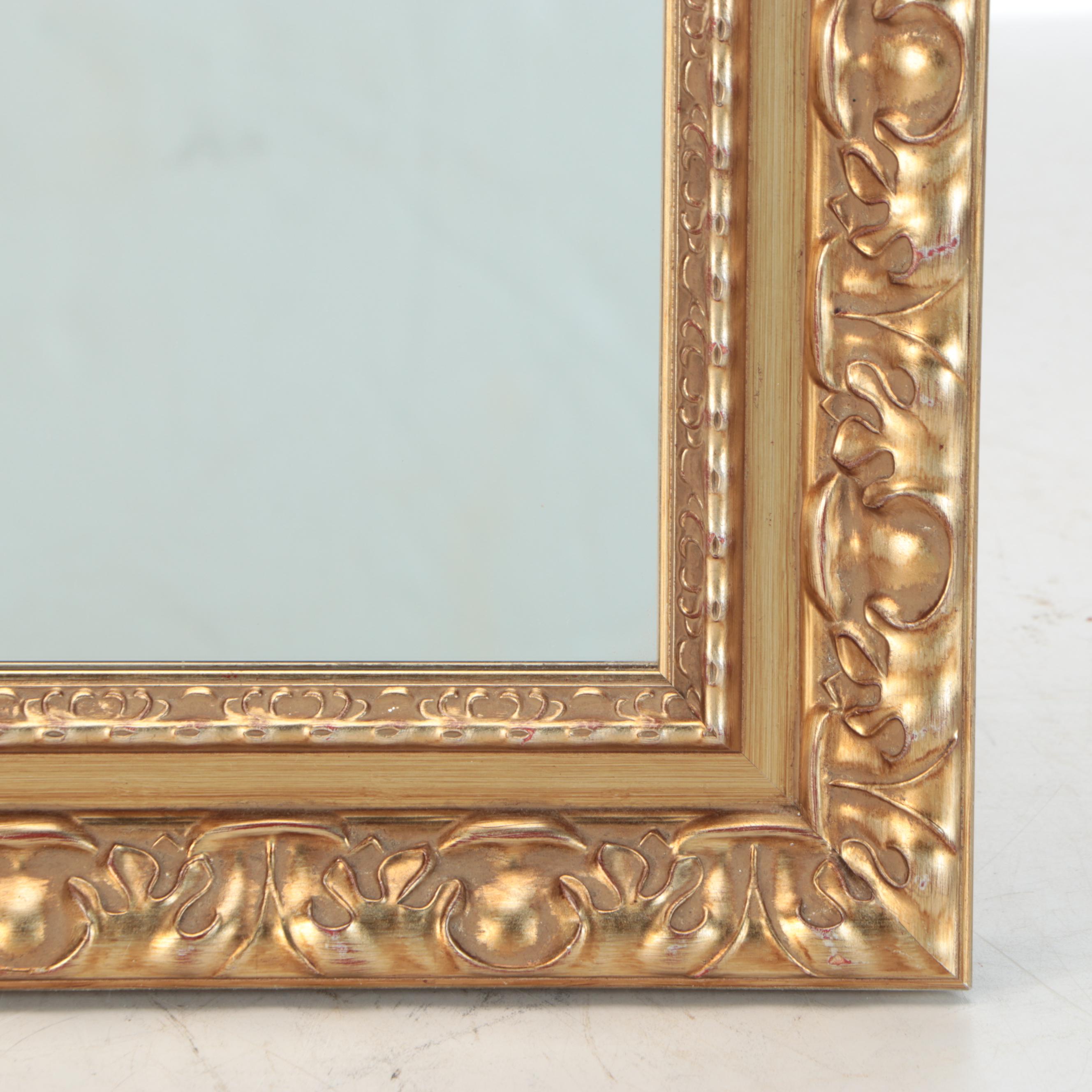 Rococo Style Gold Finish Wood Wall Mirror