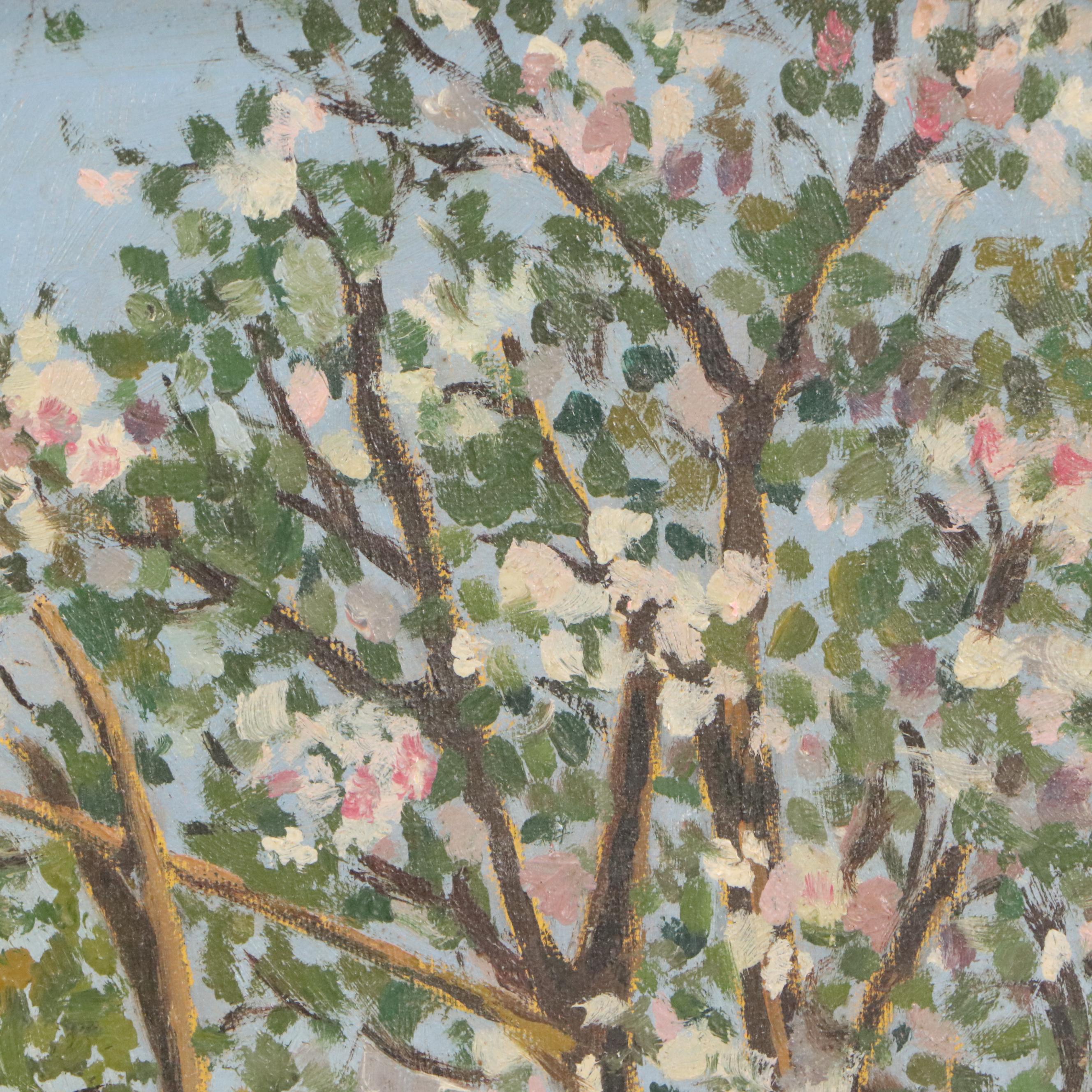 Garnett Bryant Stamper Oil Painting of Homestead Scene, 20th Century