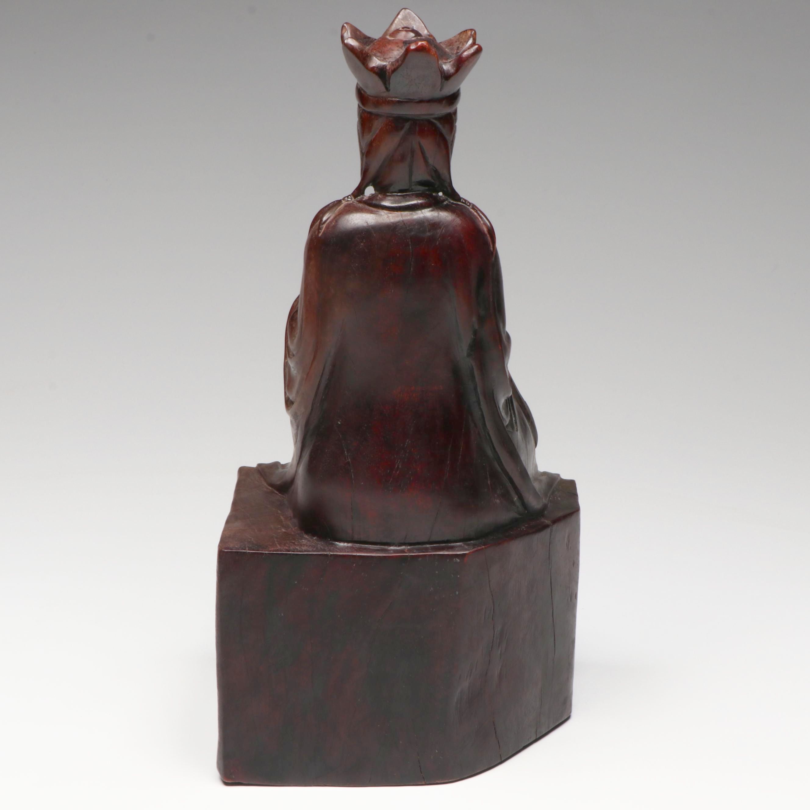 Antique  Qing Dynasty Carved Hardwood Guanyin