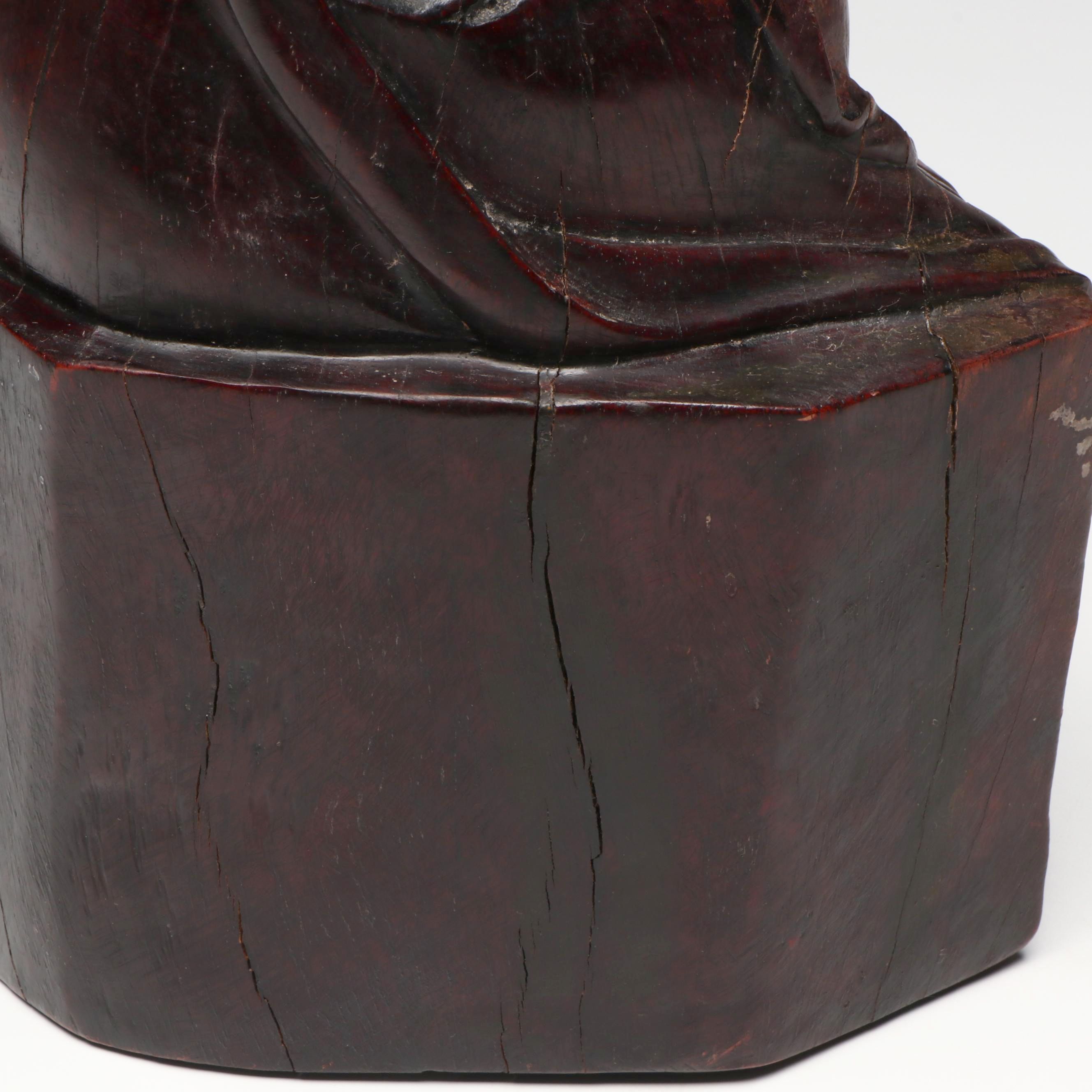 Antique  Qing Dynasty Carved Hardwood Guanyin