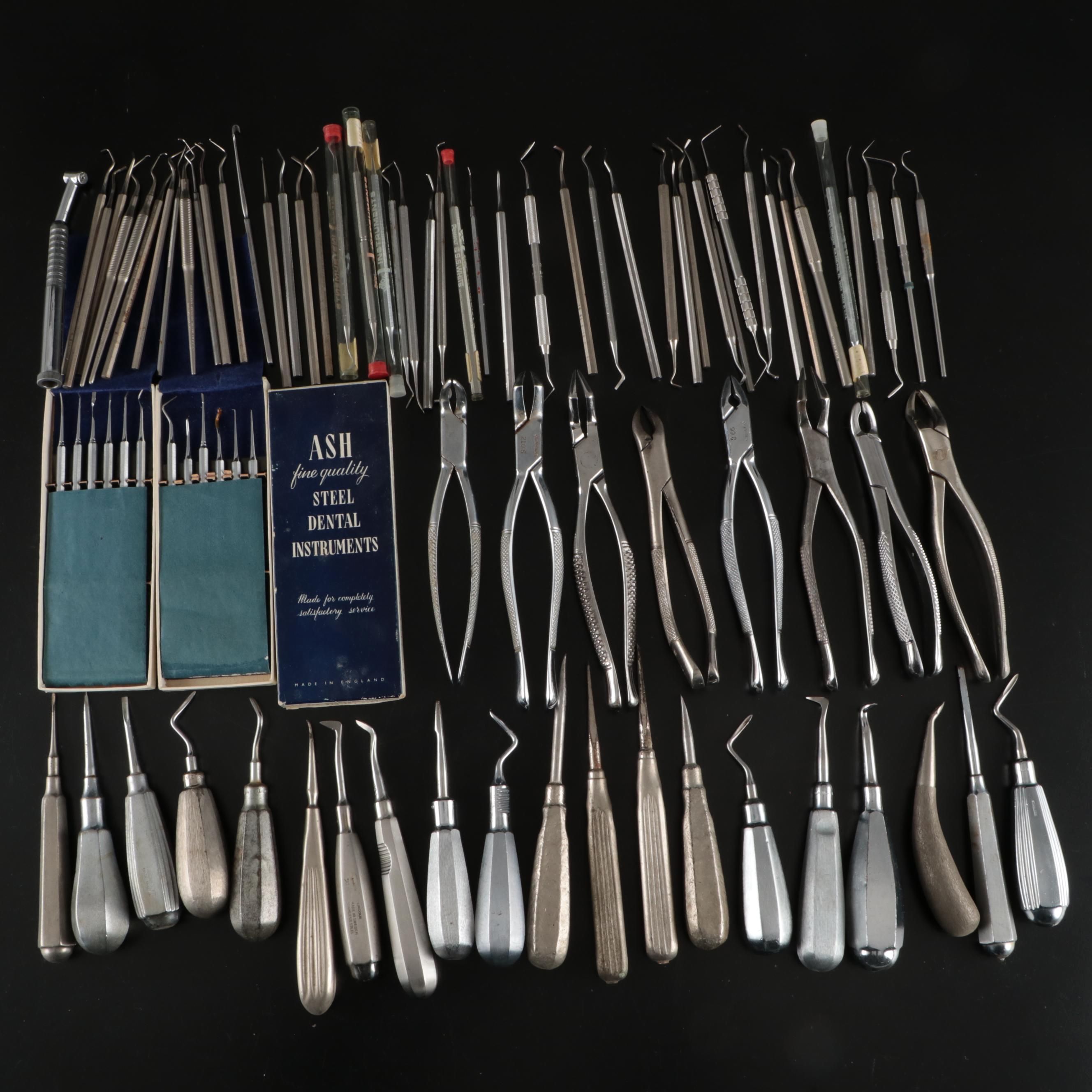 Ash, S.S. White, and Other Extraction Forceps, Elevators, and Dental Instruments