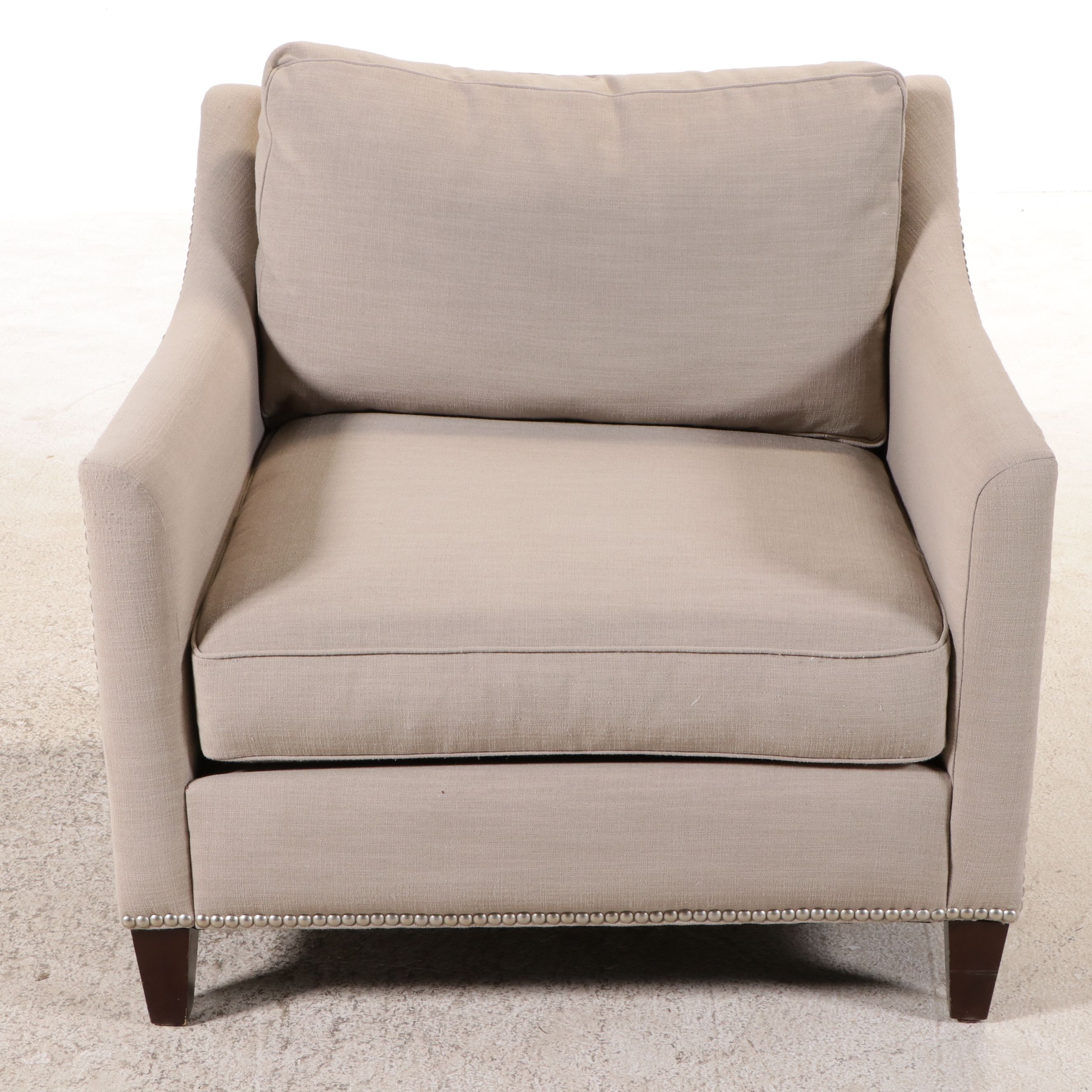 Robert Michael Lounge Chair with Crewel Work Footstool and Accent Pillow