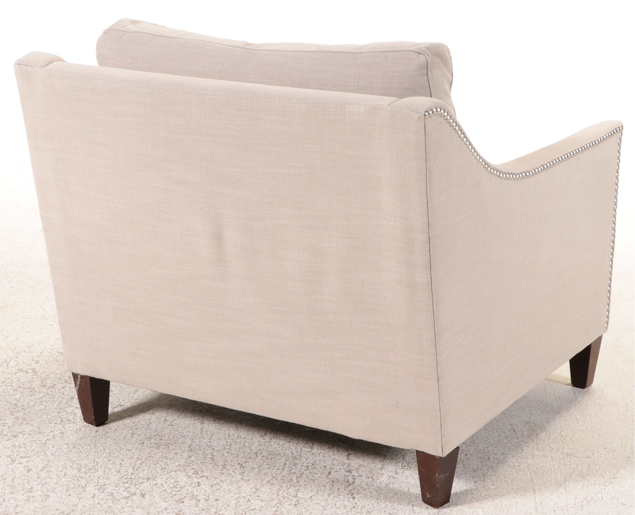 Robert Michael Lounge Chair with Crewel Work Footstool and Accent Pillow