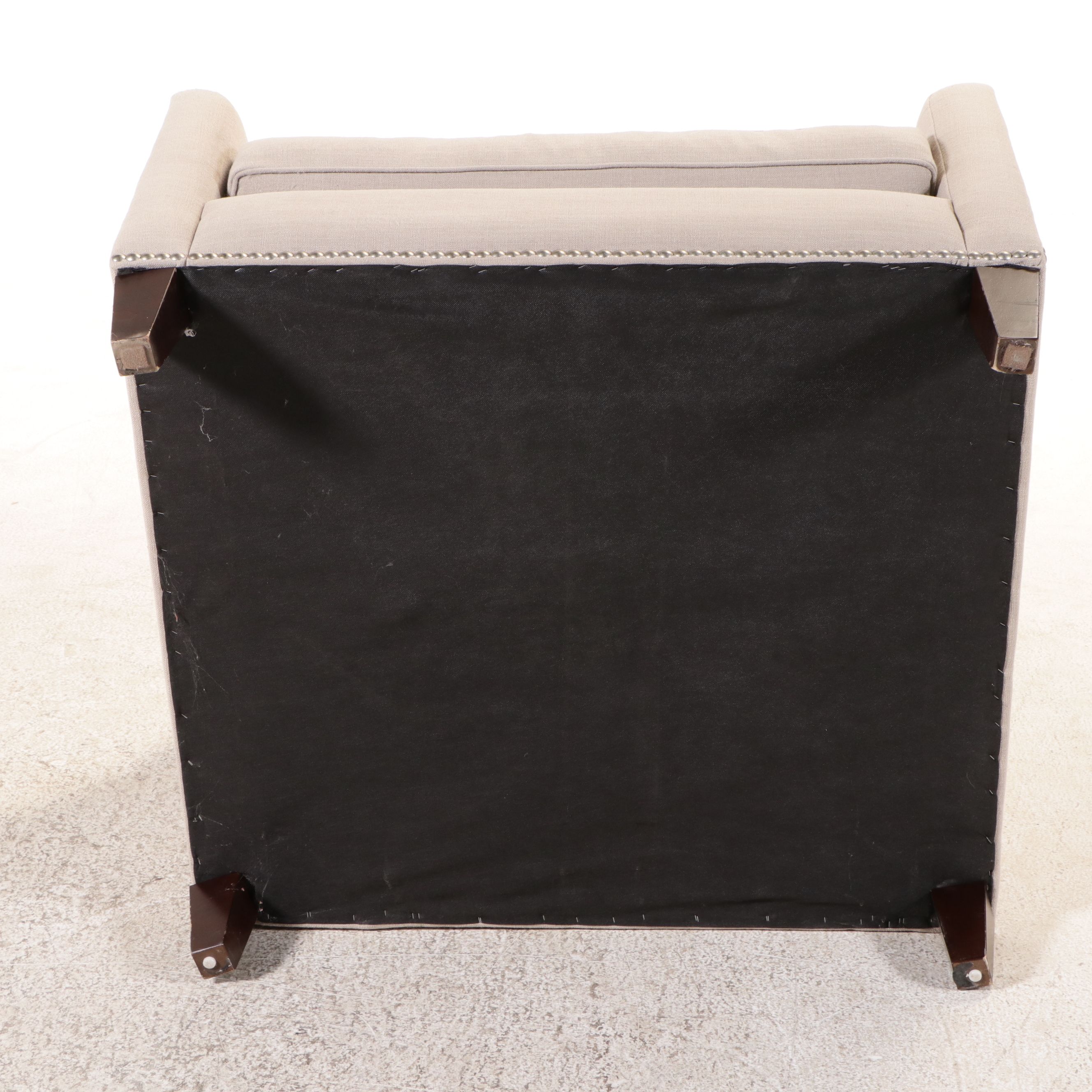 Robert Michael Lounge Chair with Crewel Work Footstool and Accent Pillow