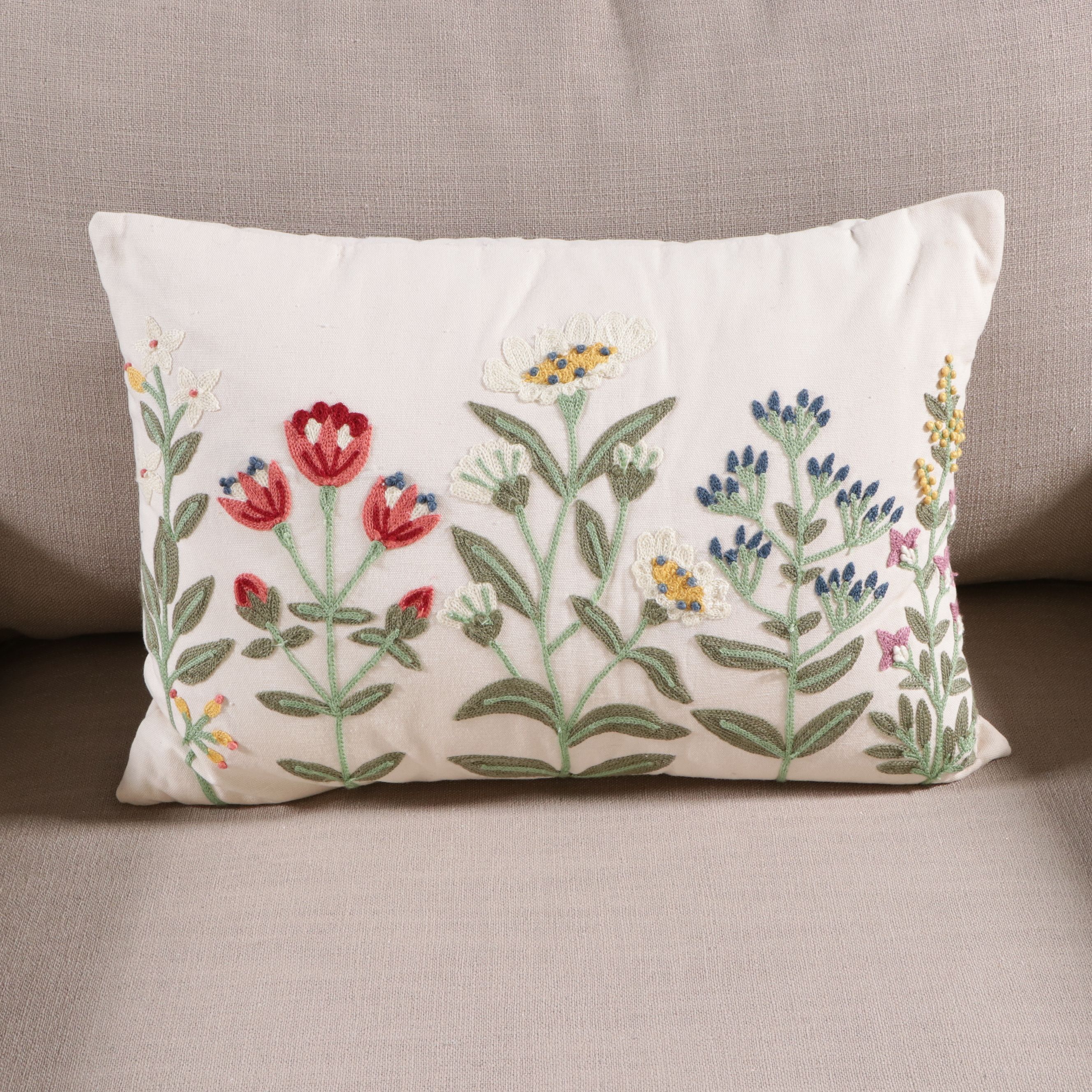 Robert Michael Lounge Chair with Crewel Work Footstool and Accent Pillow