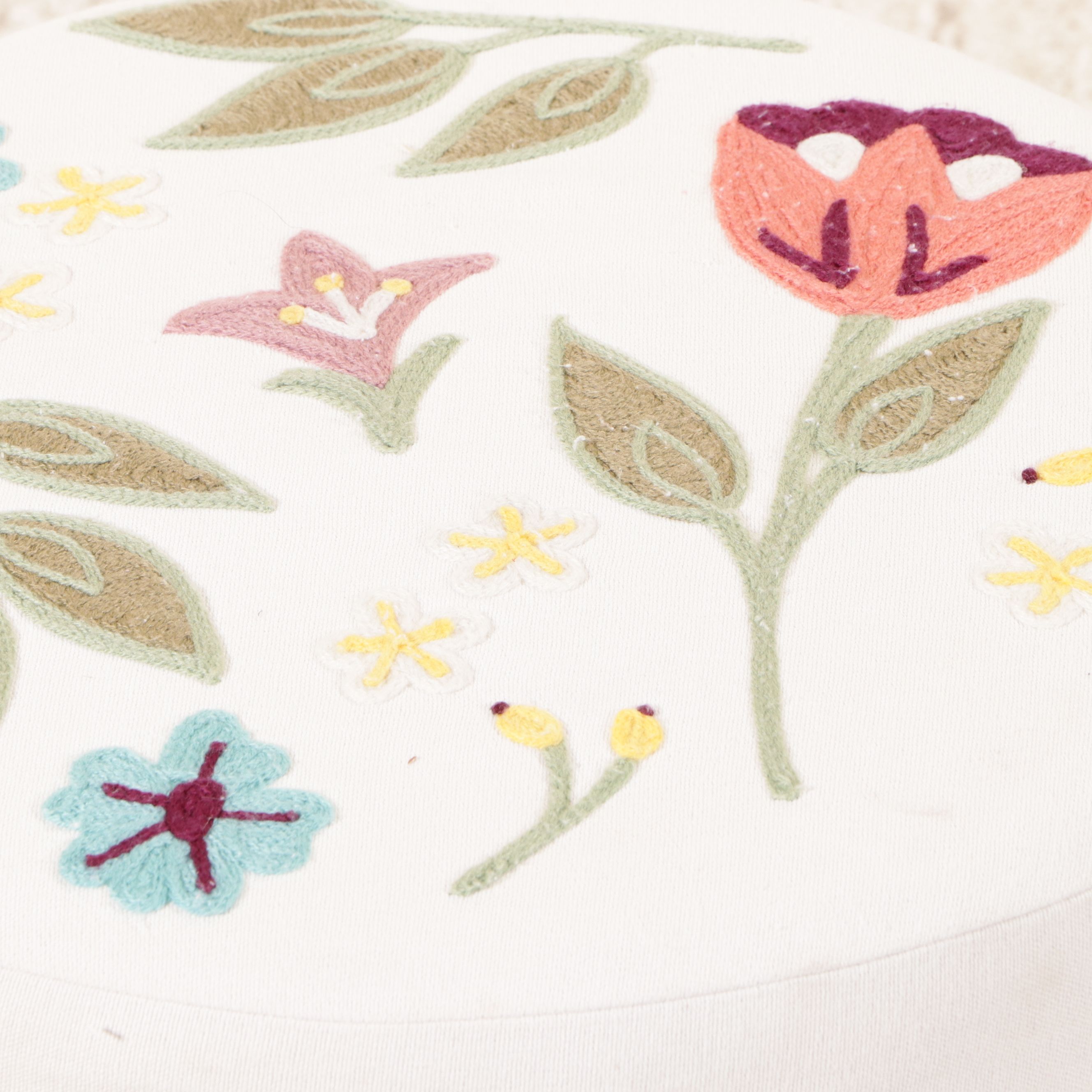 Robert Michael Lounge Chair with Crewel Work Footstool and Accent Pillow