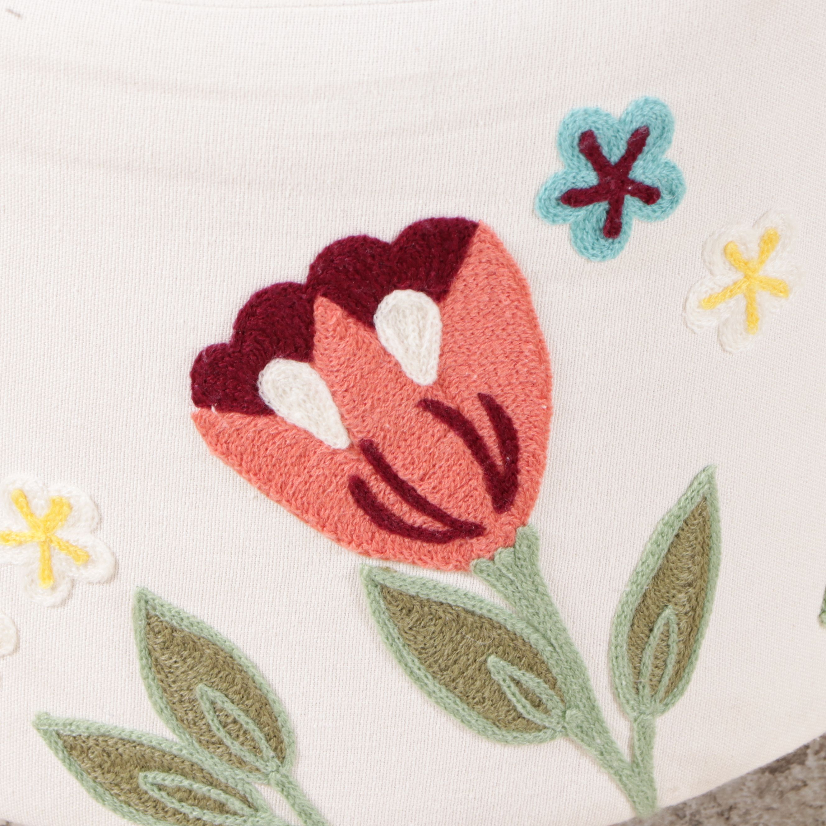 Robert Michael Lounge Chair with Crewel Work Footstool and Accent Pillow