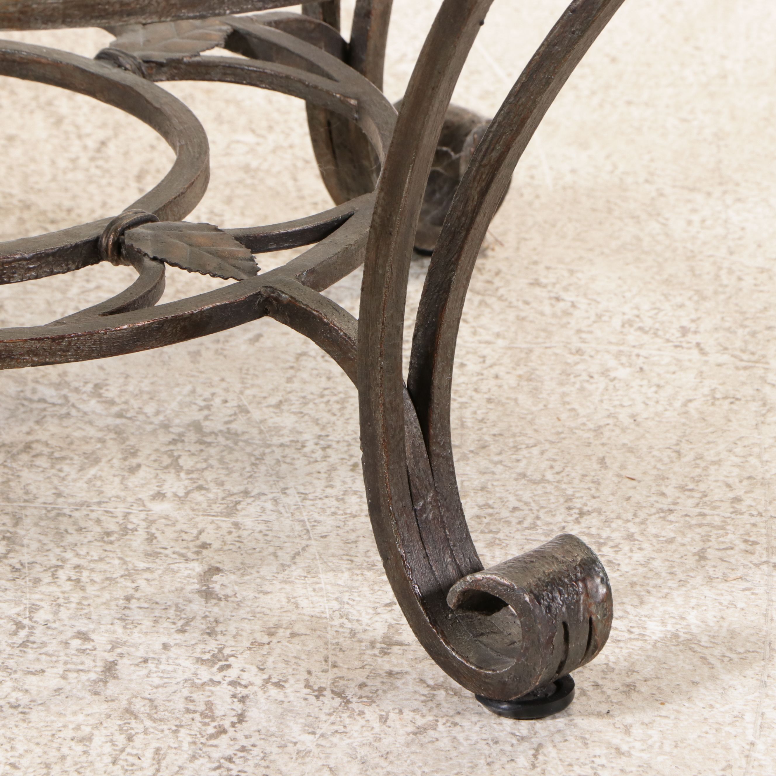 Round Wrought Iron Coffee Table with Glass Top