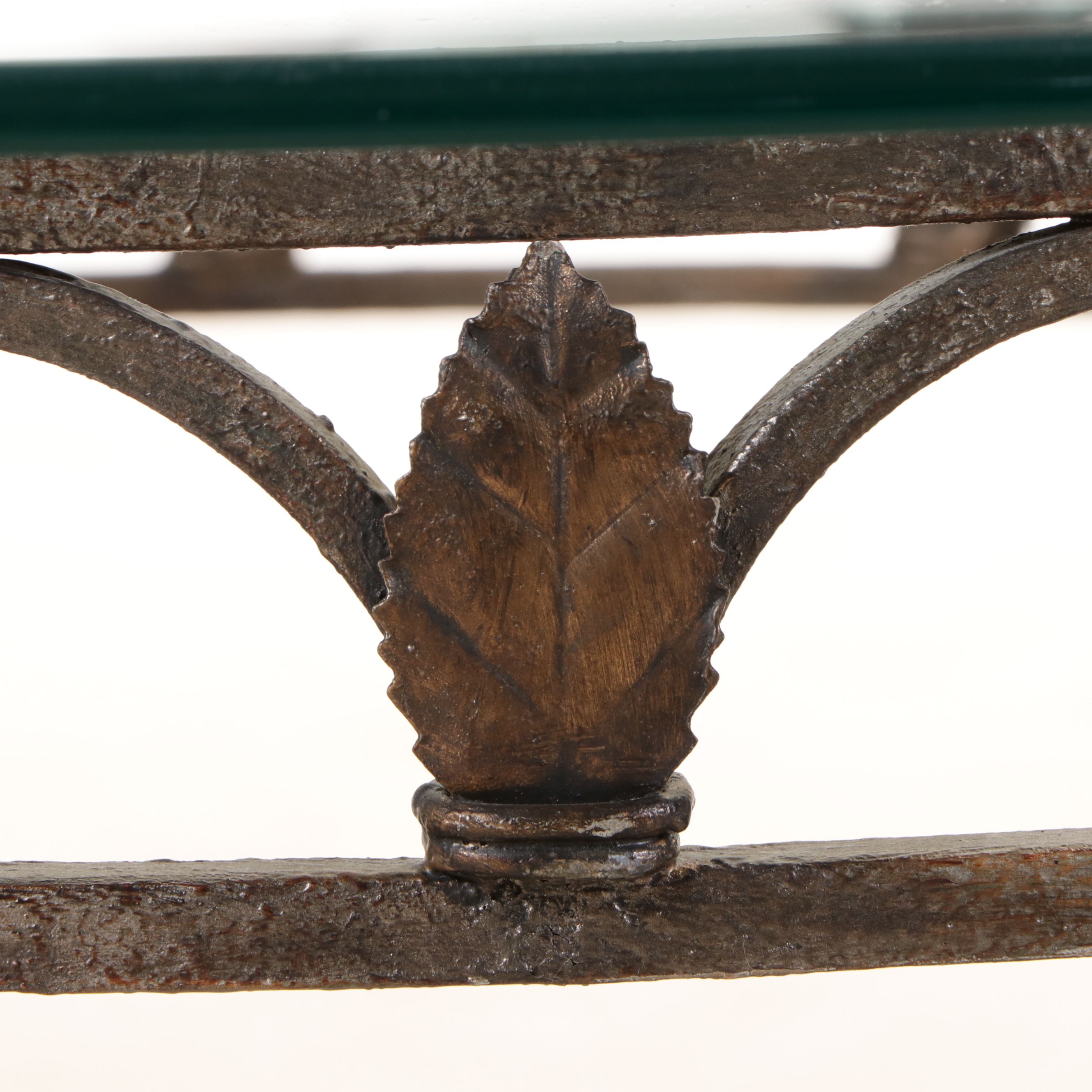 Round Wrought Iron Coffee Table with Glass Top