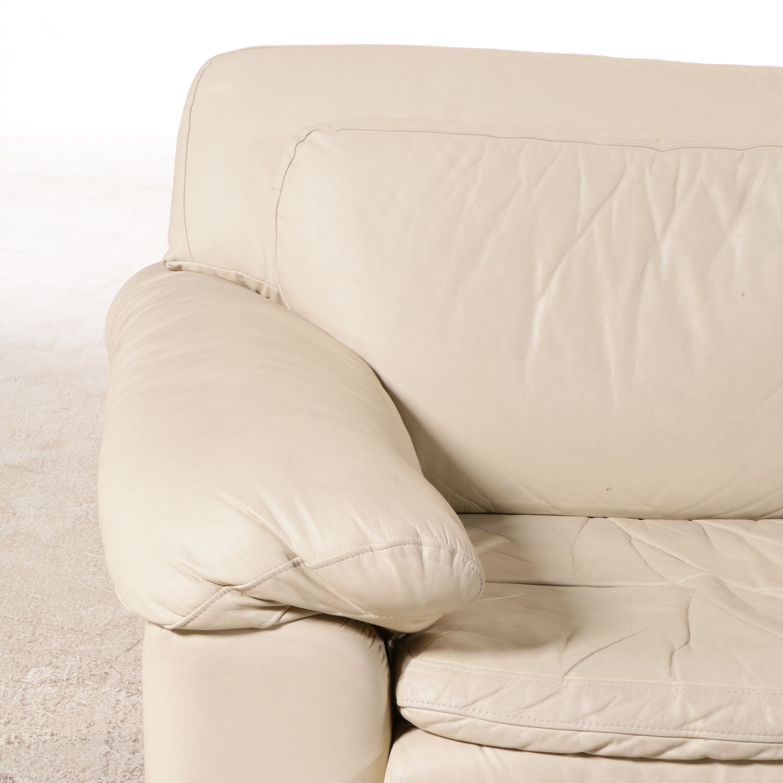 Center Leather Cream Sofa