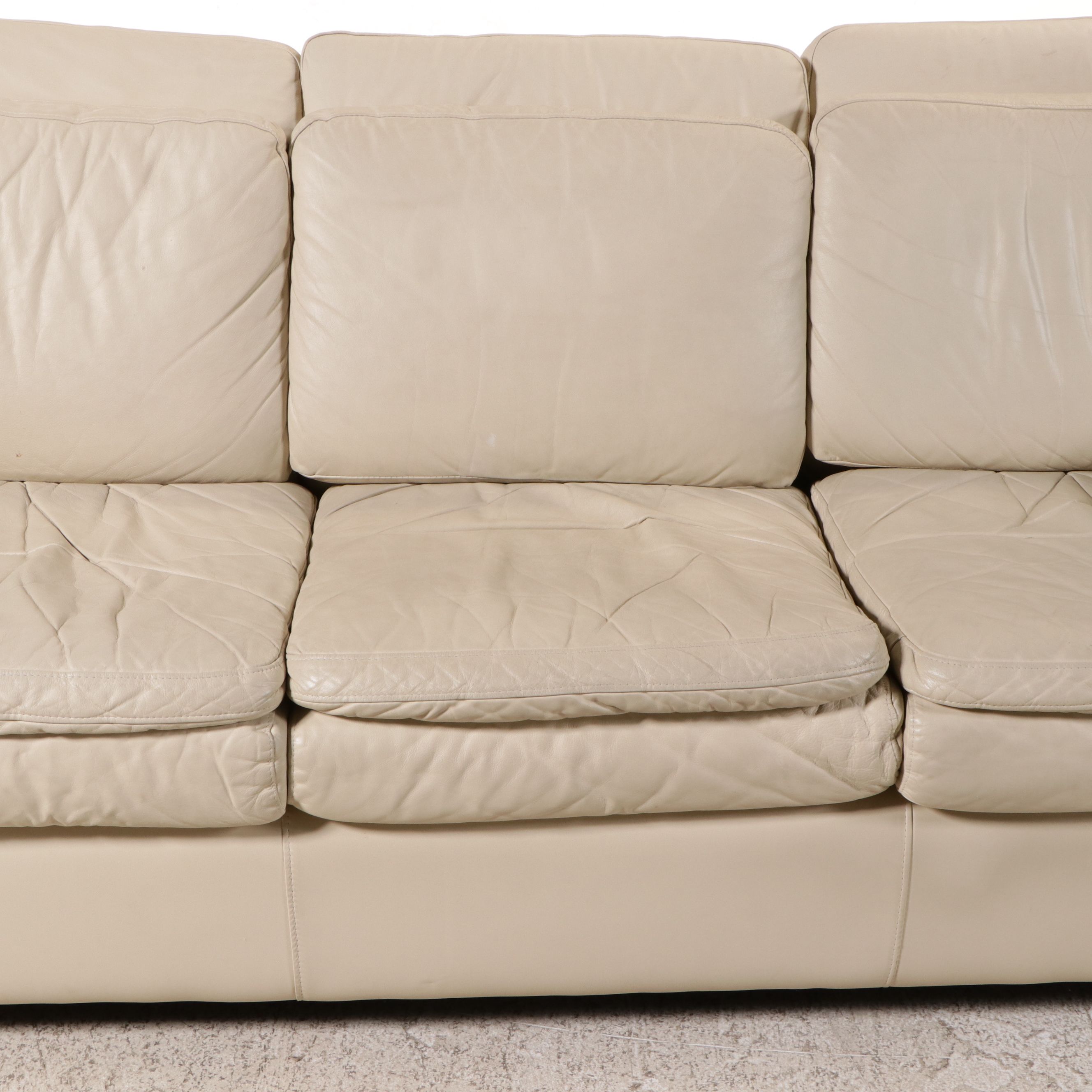 Center Leather Cream Sofa