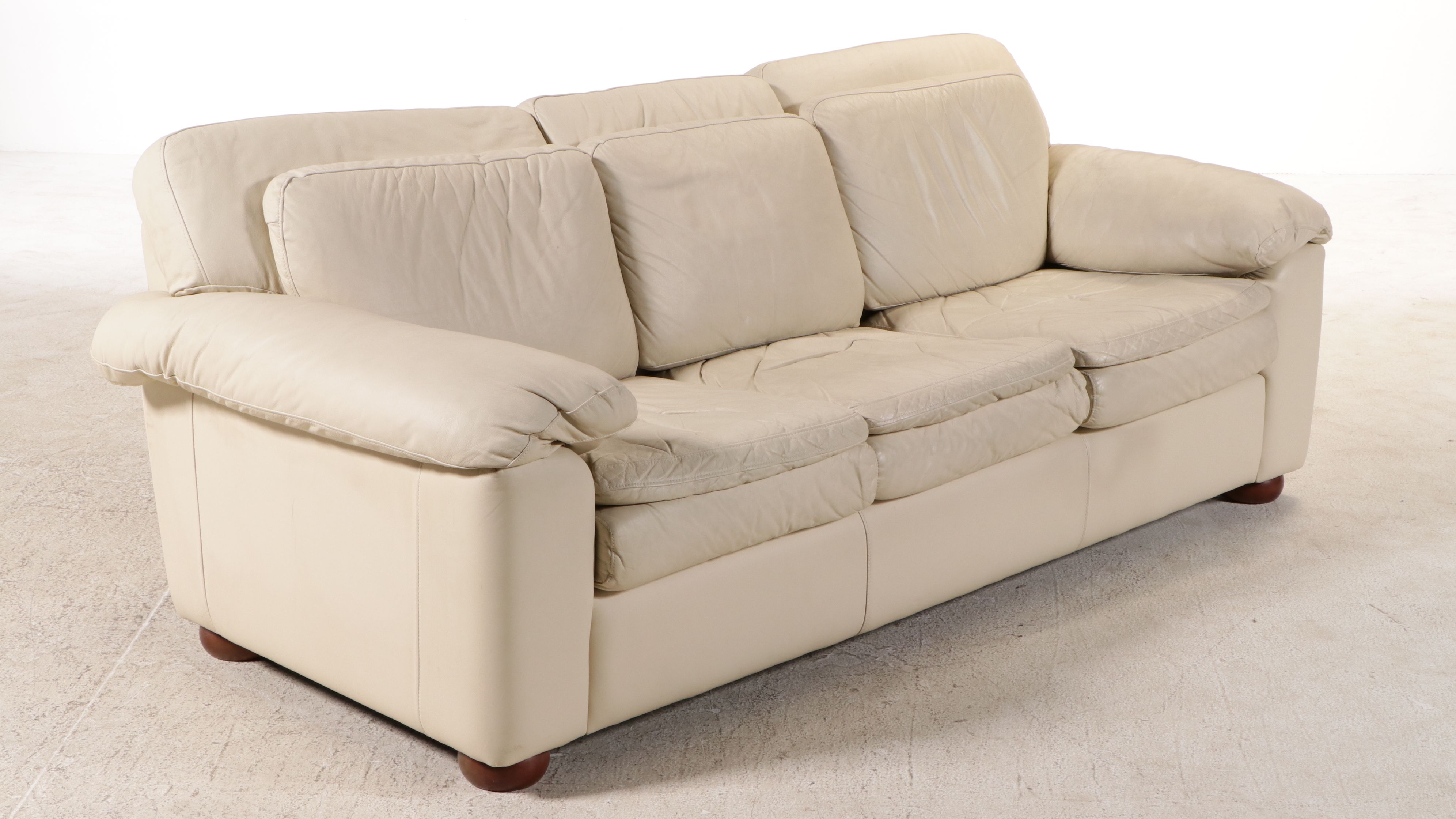 Center Leather Cream Sofa