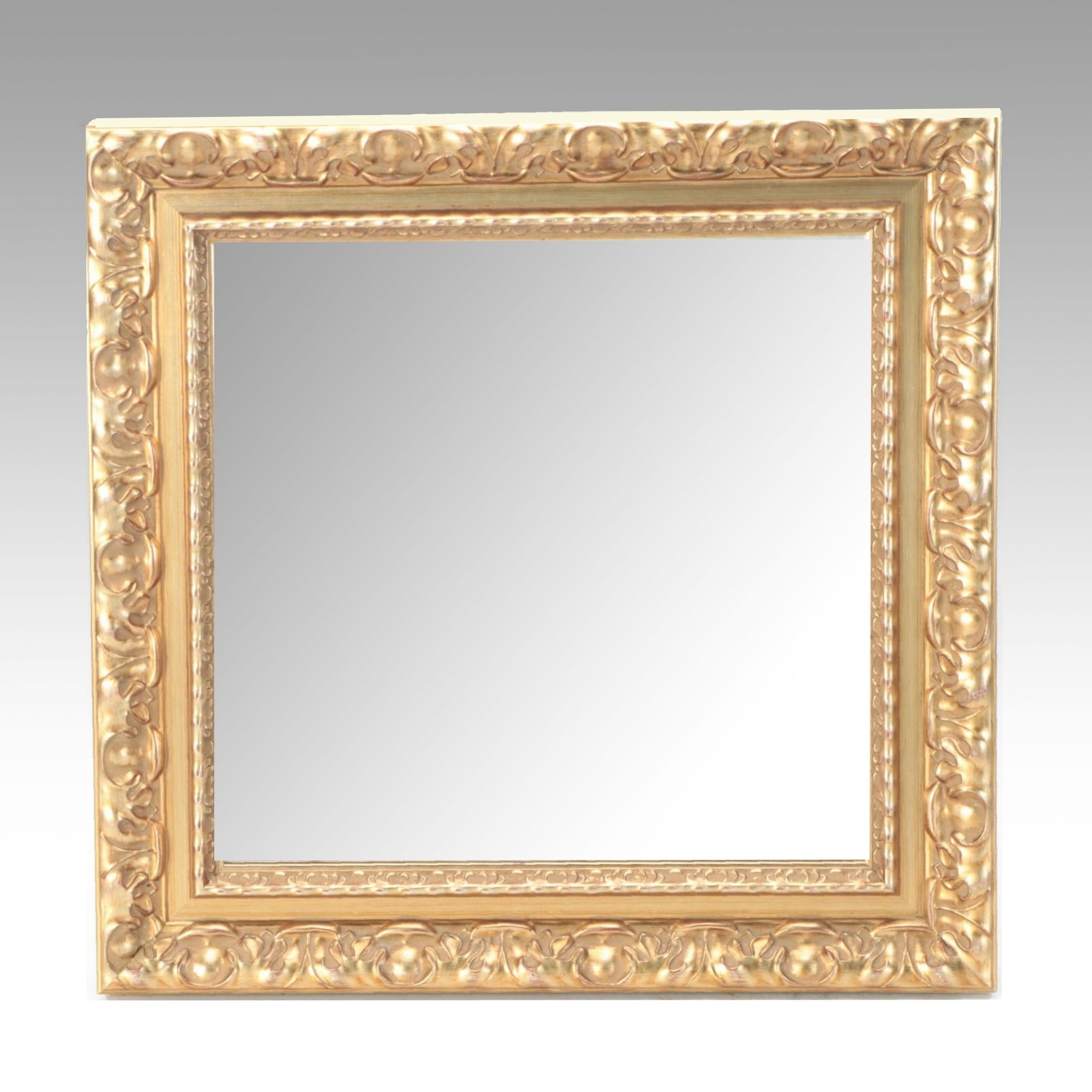 Rococo Style Gold Finish Wood Wall Mirror