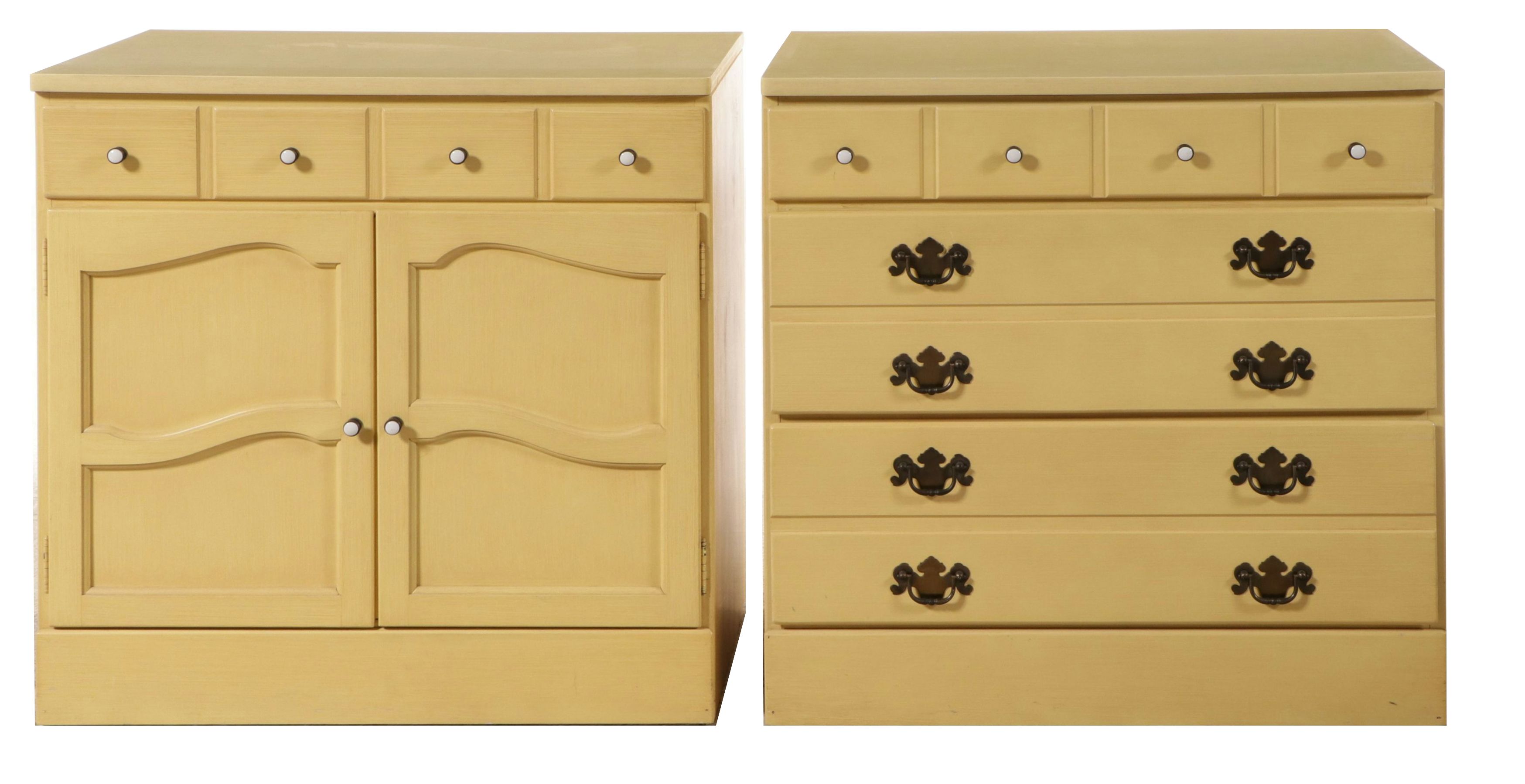 Ethan Allen Colonial Style Yellow Painted Wood Bedroom Suite, Mid–Late 20th C.