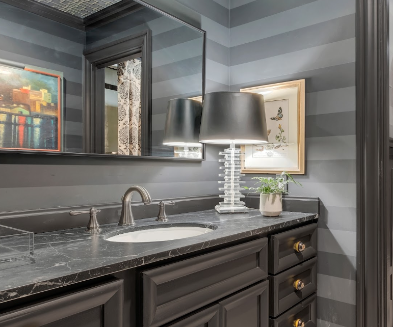 Stacked Acrylic Table Lamp with Uttermost Foil Lined Shade