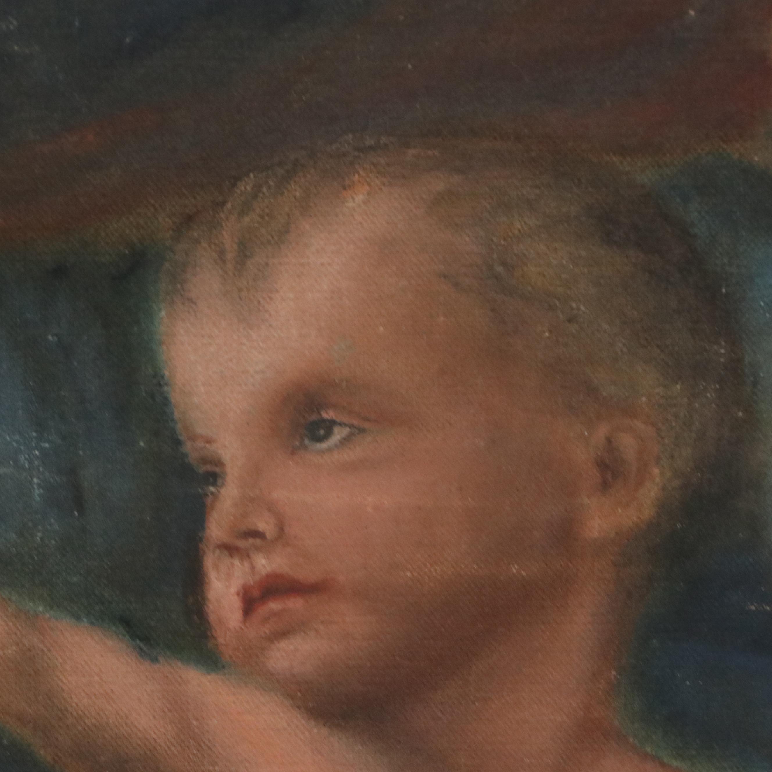 Classical Style Oil Painting After Raphael "Madonna del Cardellino," 19th C.