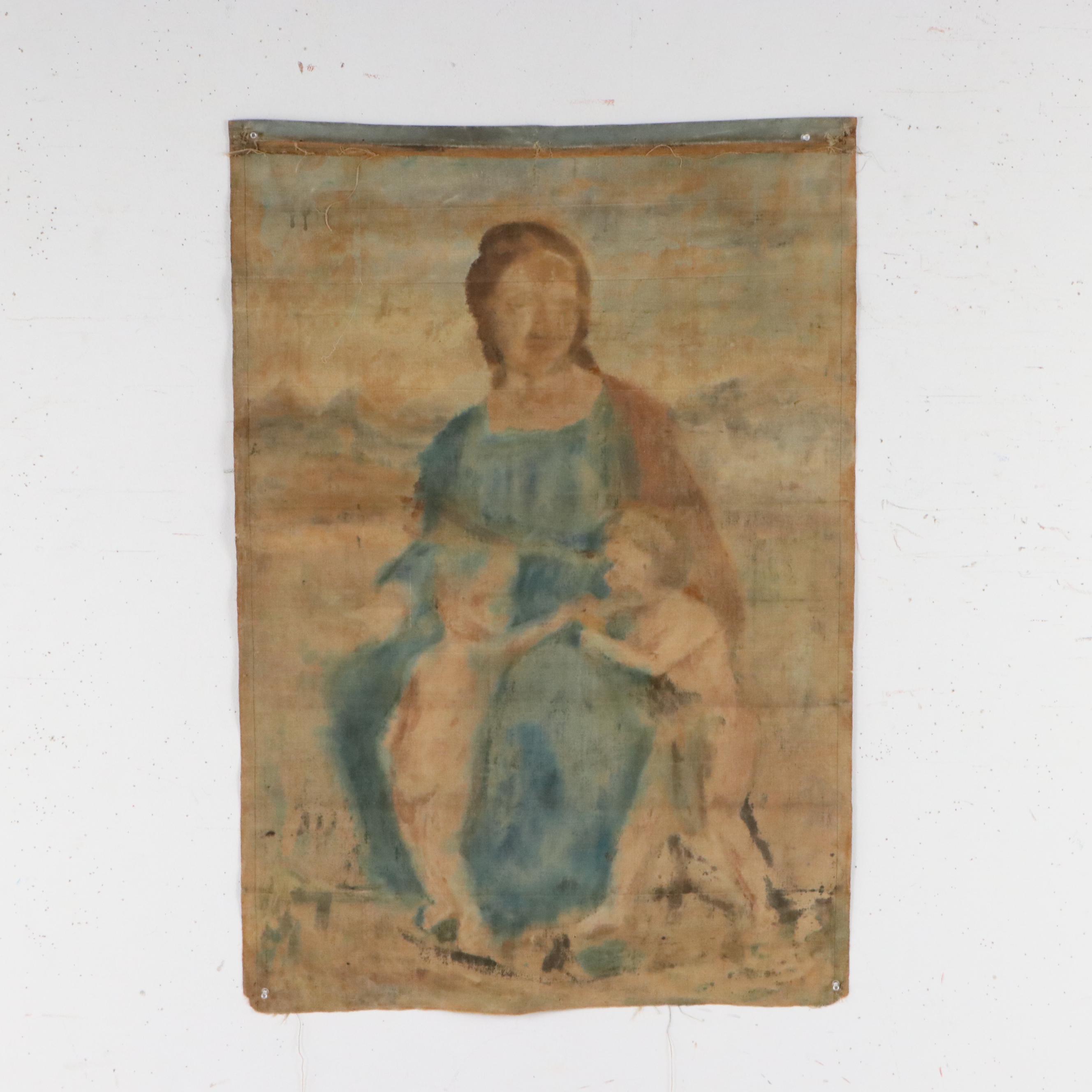 Classical Style Oil Painting After Raphael "Madonna del Cardellino," 19th C.