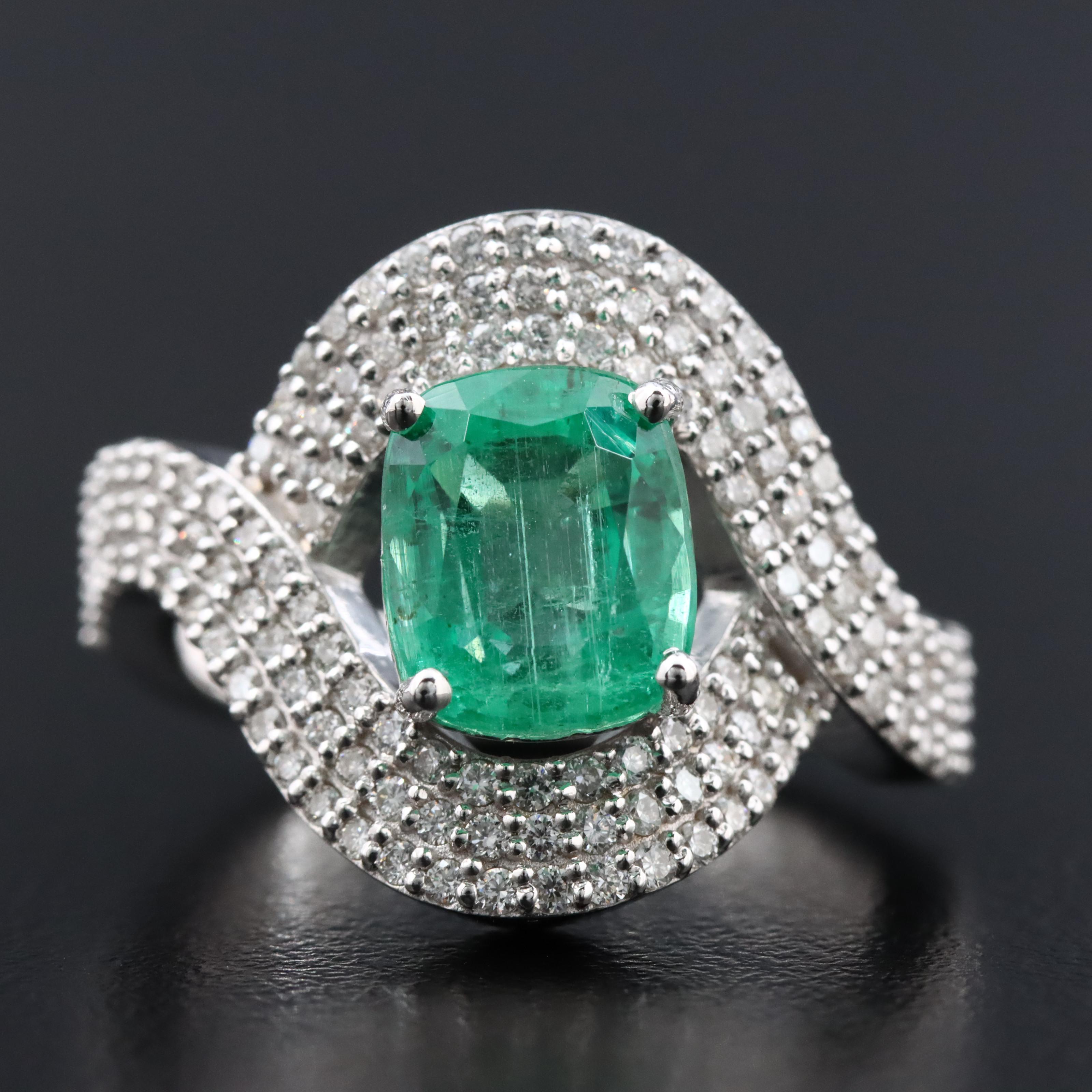 18K 2.43 CT Emerald and Diamond Ring