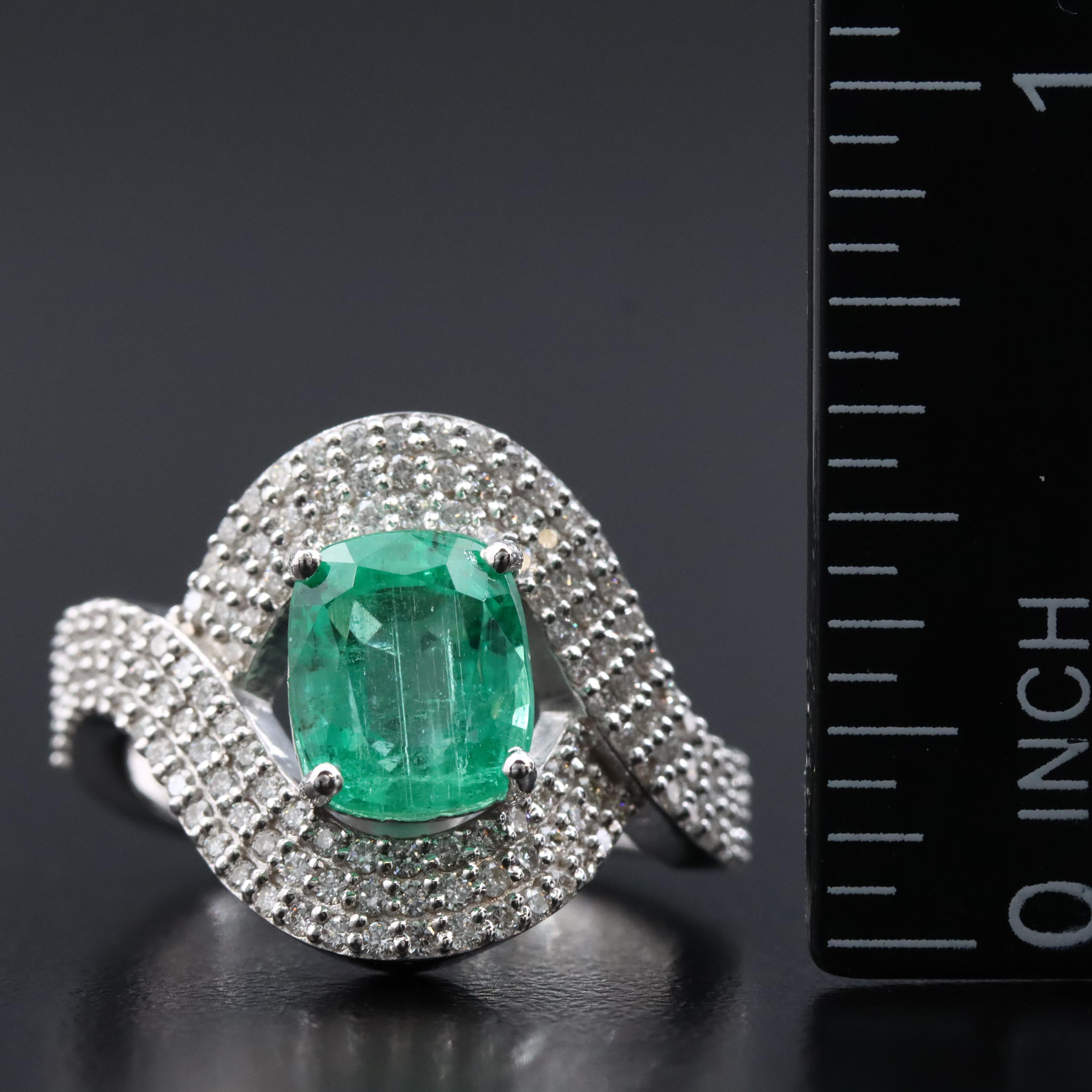 18K 2.43 CT Emerald and Diamond Ring