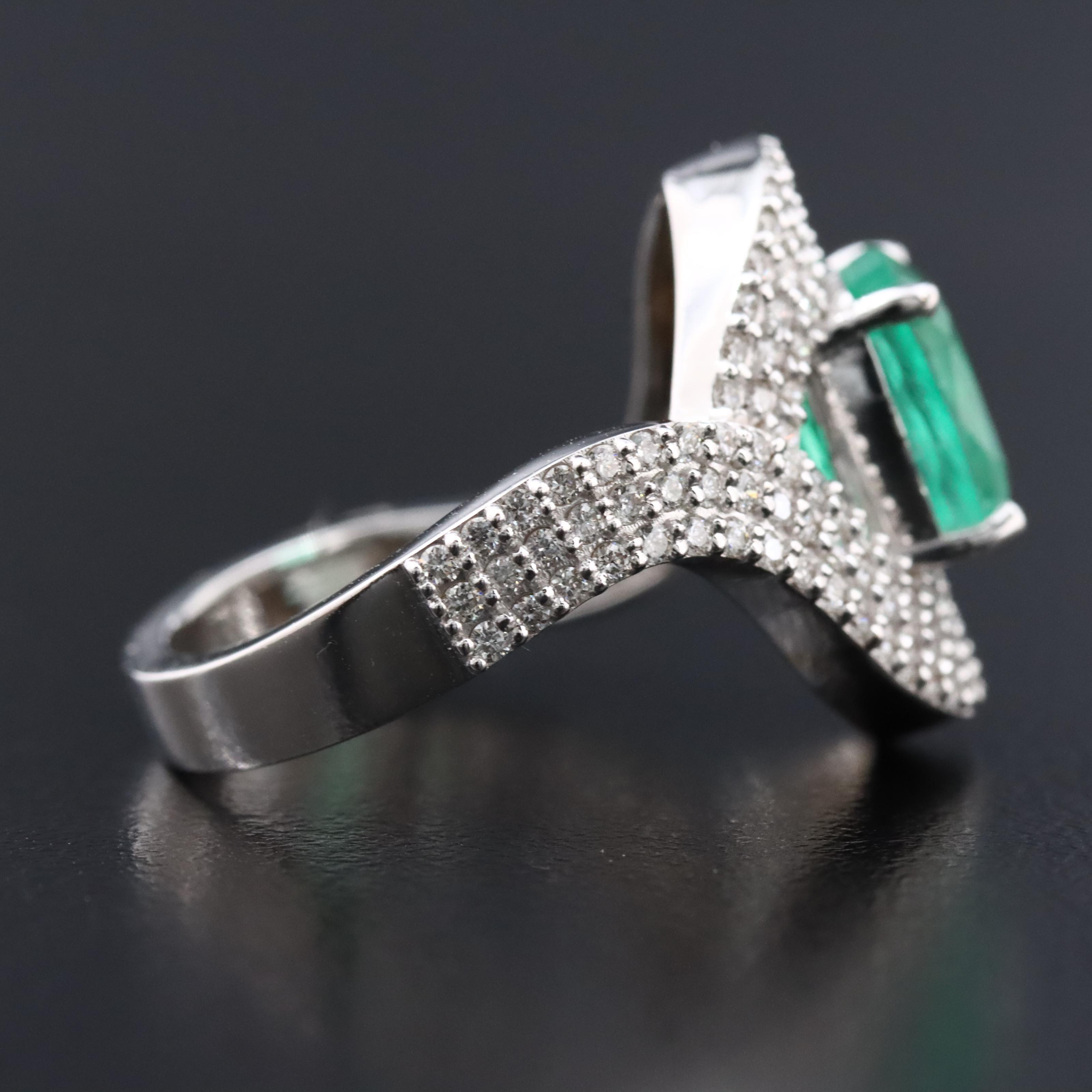 18K 2.43 CT Emerald and Diamond Ring