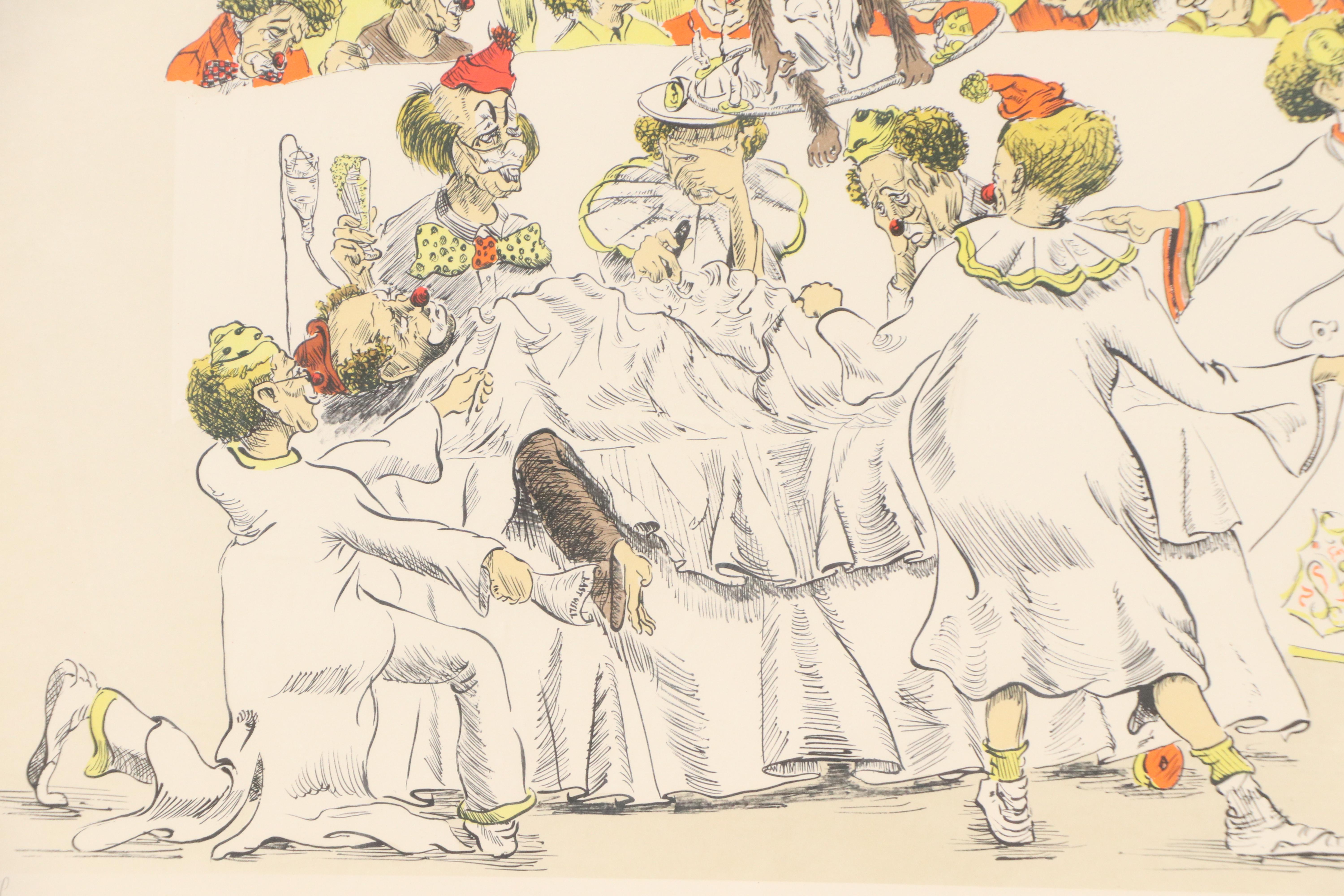 Wayne Howell Clown Satire Lithograph "The Interns"