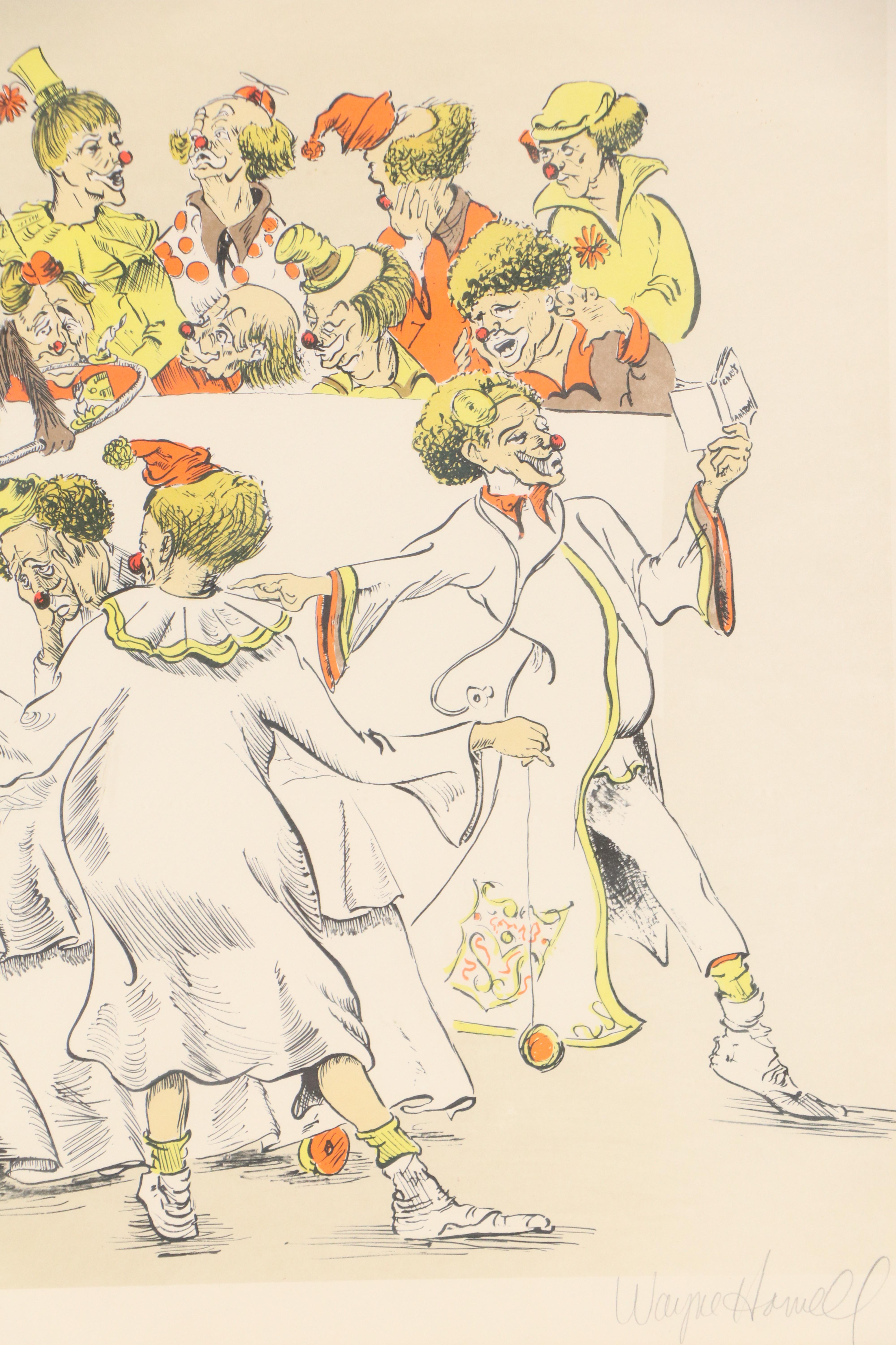 Wayne Howell Clown Satire Lithograph "The Interns"