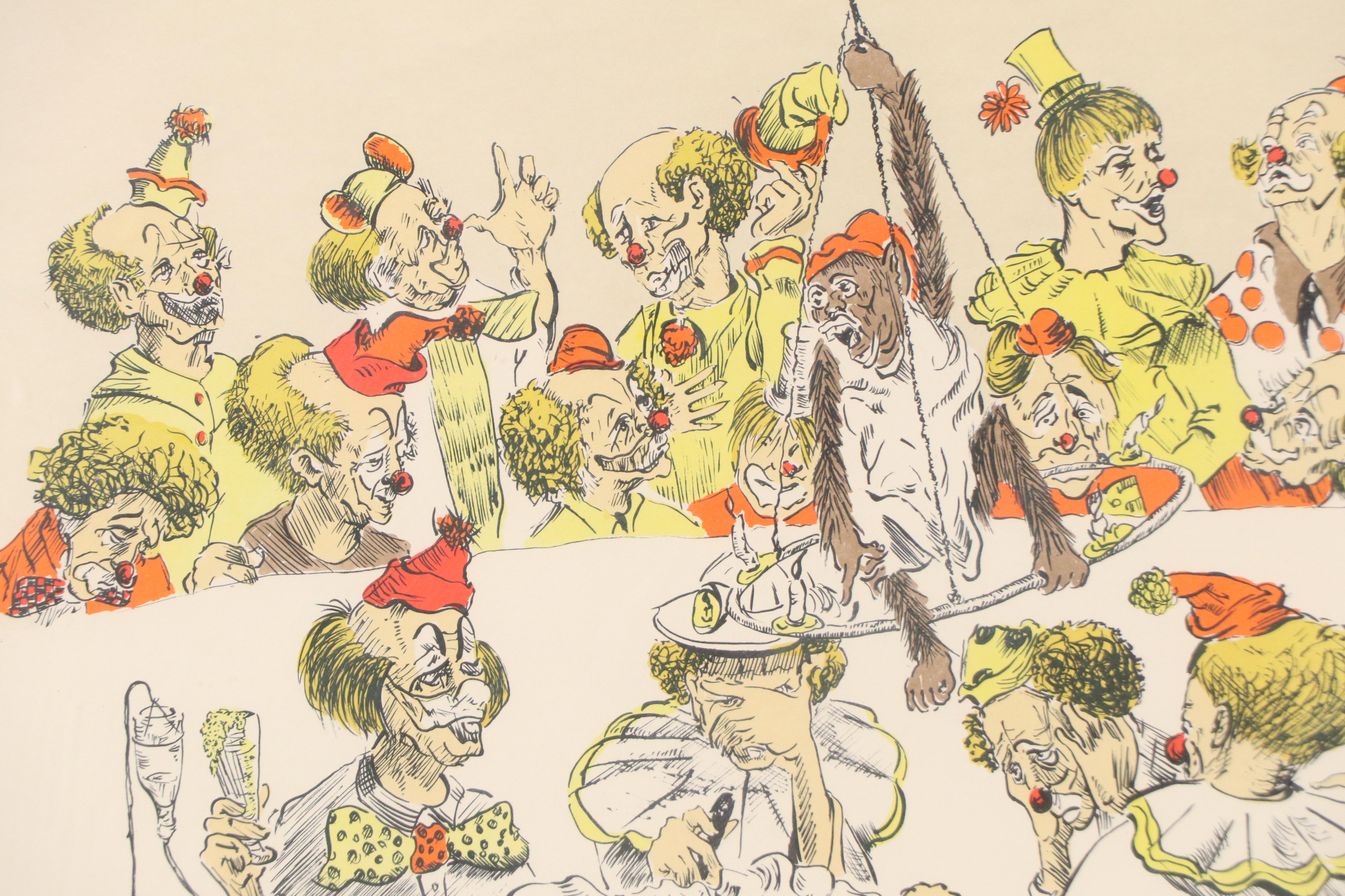 Wayne Howell Clown Satire Lithograph "The Interns"