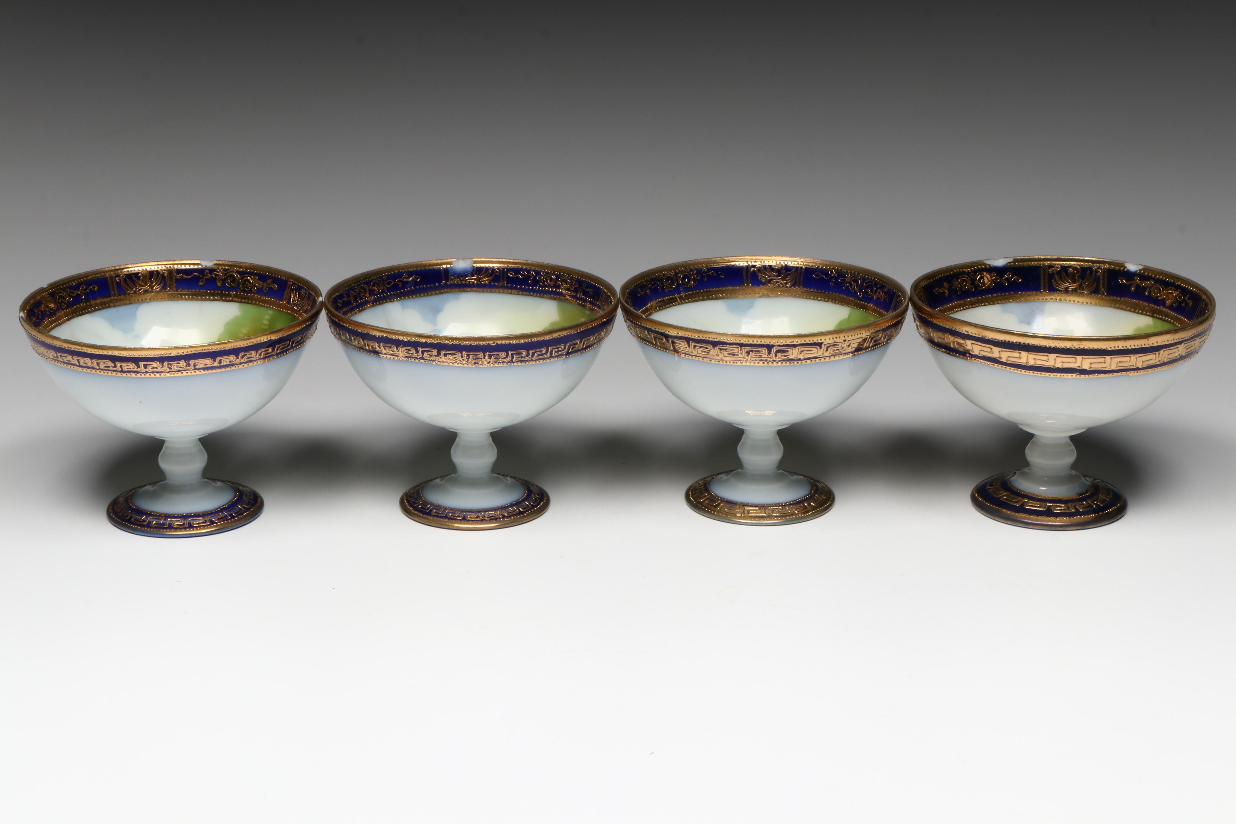 Noritake Bone China Footed Centerpiece Bowl and Low Sherbets