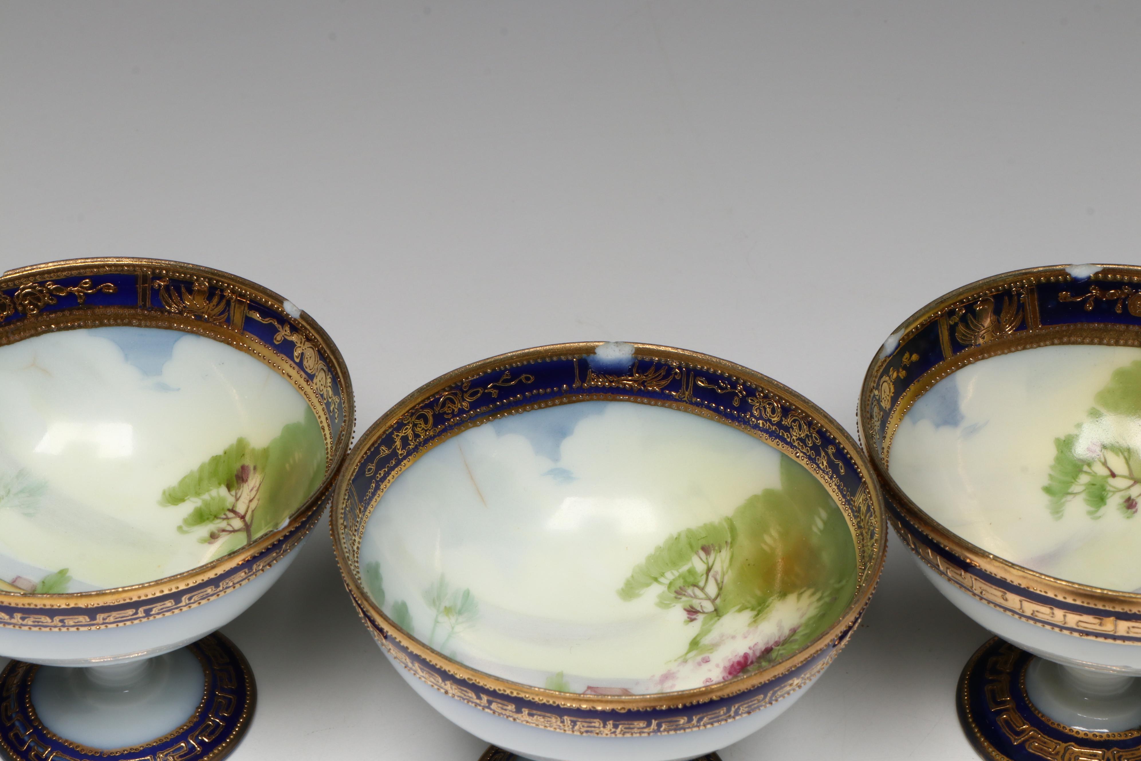 Noritake Bone China Footed Centerpiece Bowl and Low Sherbets