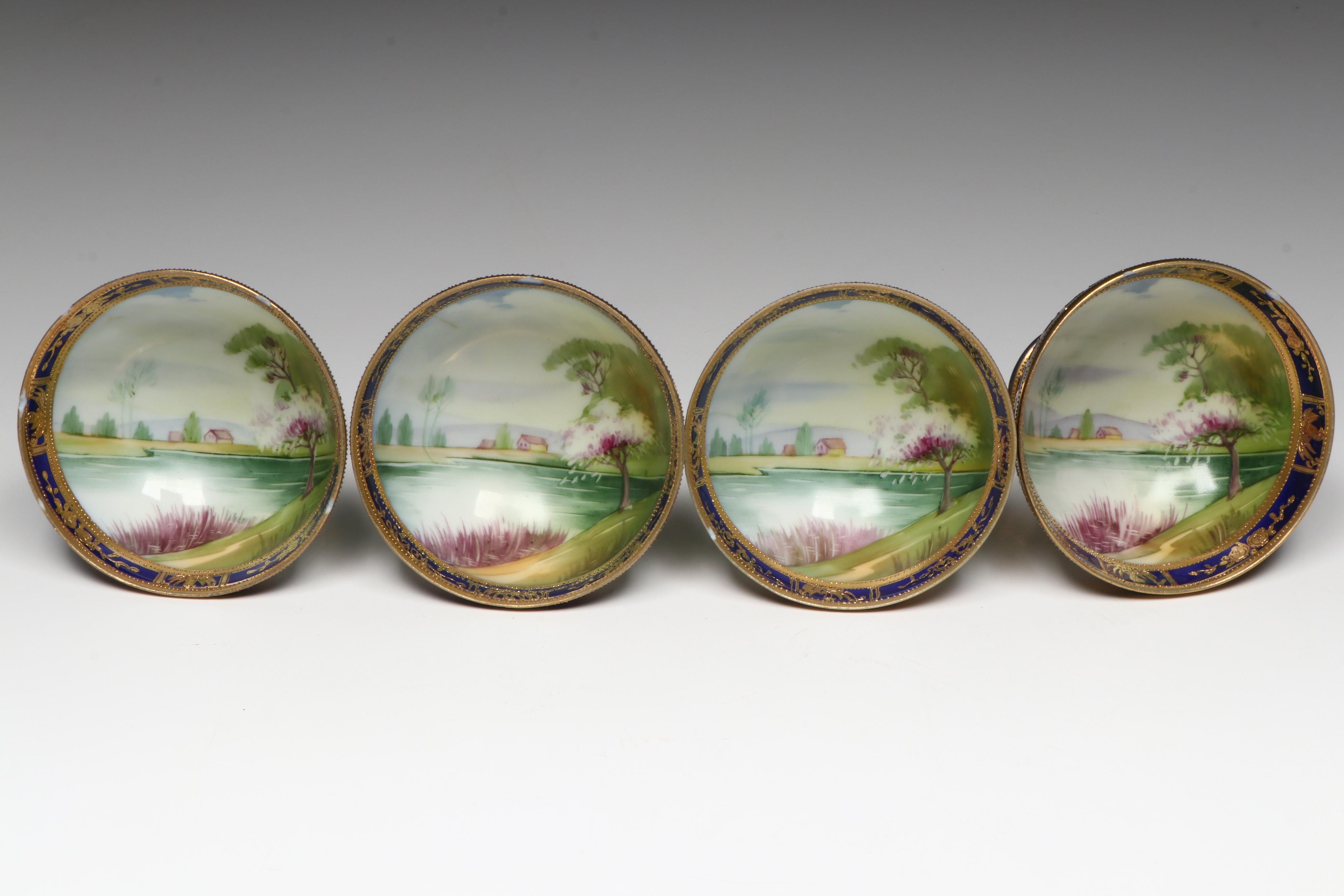 Noritake Bone China Footed Centerpiece Bowl and Low Sherbets