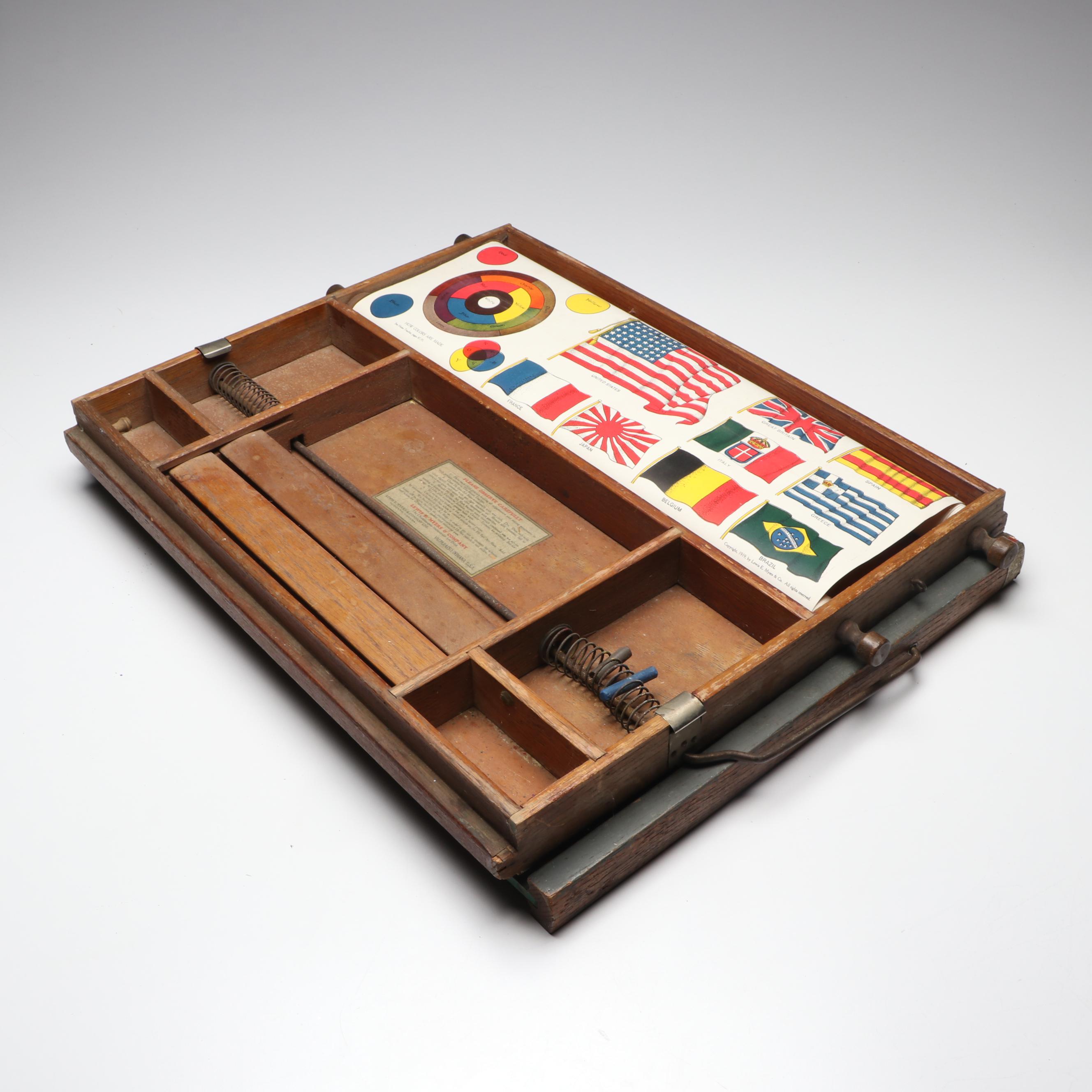 Lewis W. Myers & Co. "Home Teacher" Portable Wooden Desk with Flag Poster
