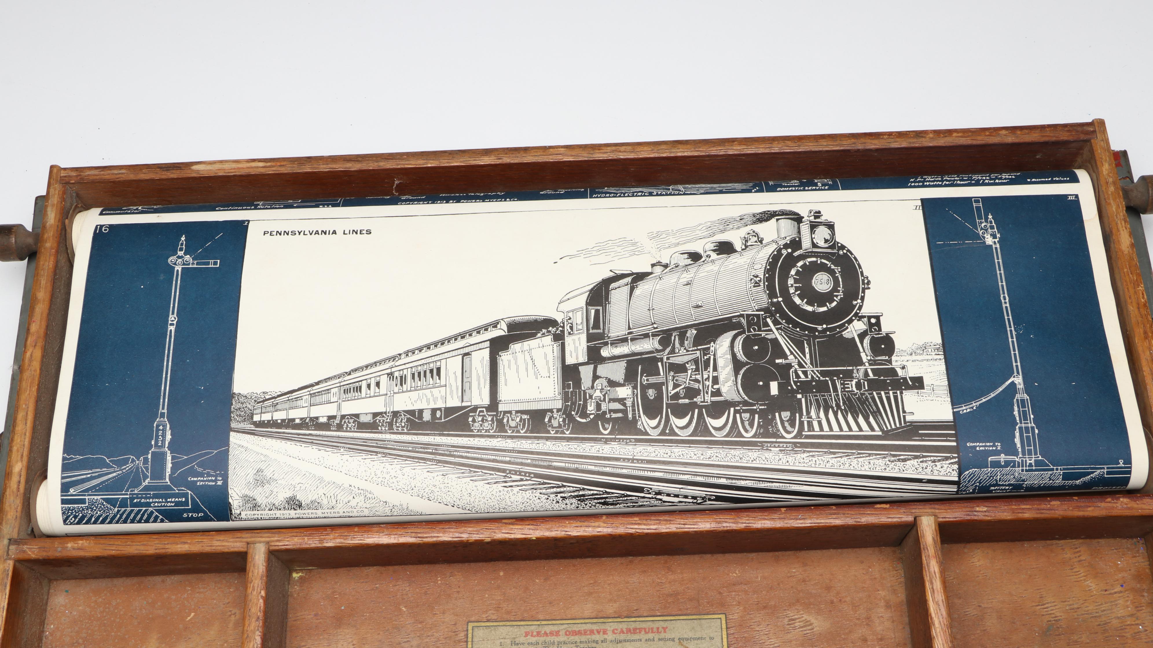 Lewis W. Myers & Co. "Home Teacher" Portable Wooden Desk with Flag Poster