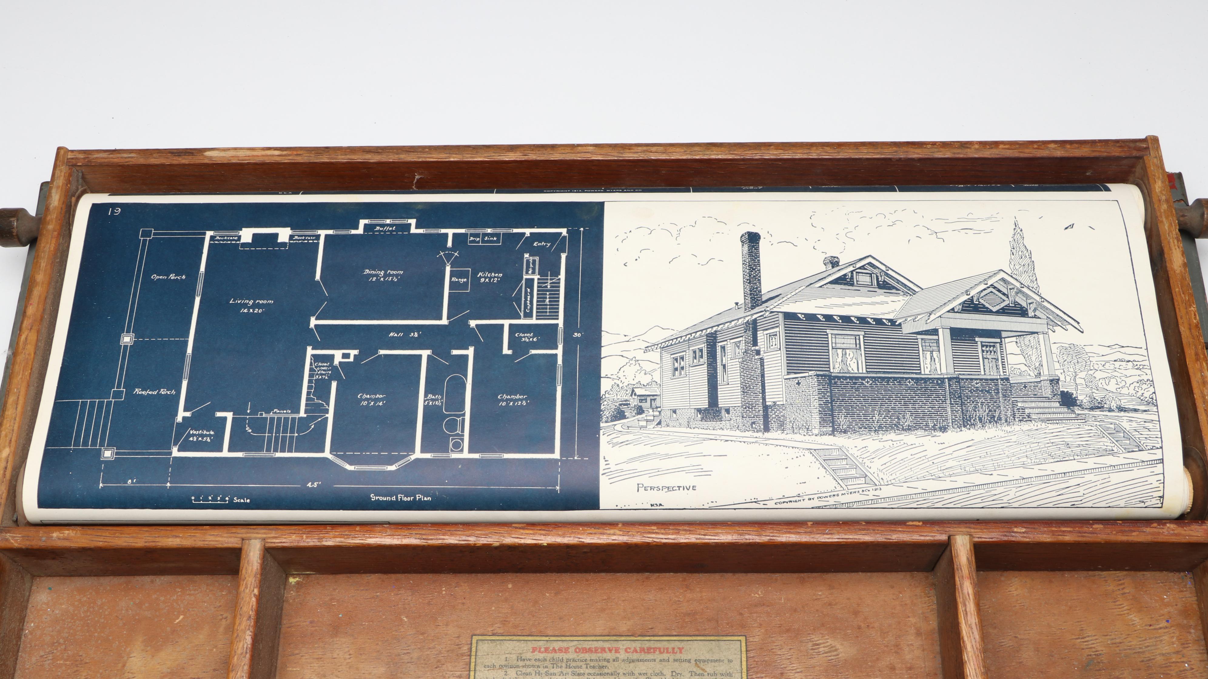 Lewis W. Myers & Co. "Home Teacher" Portable Wooden Desk with Flag Poster