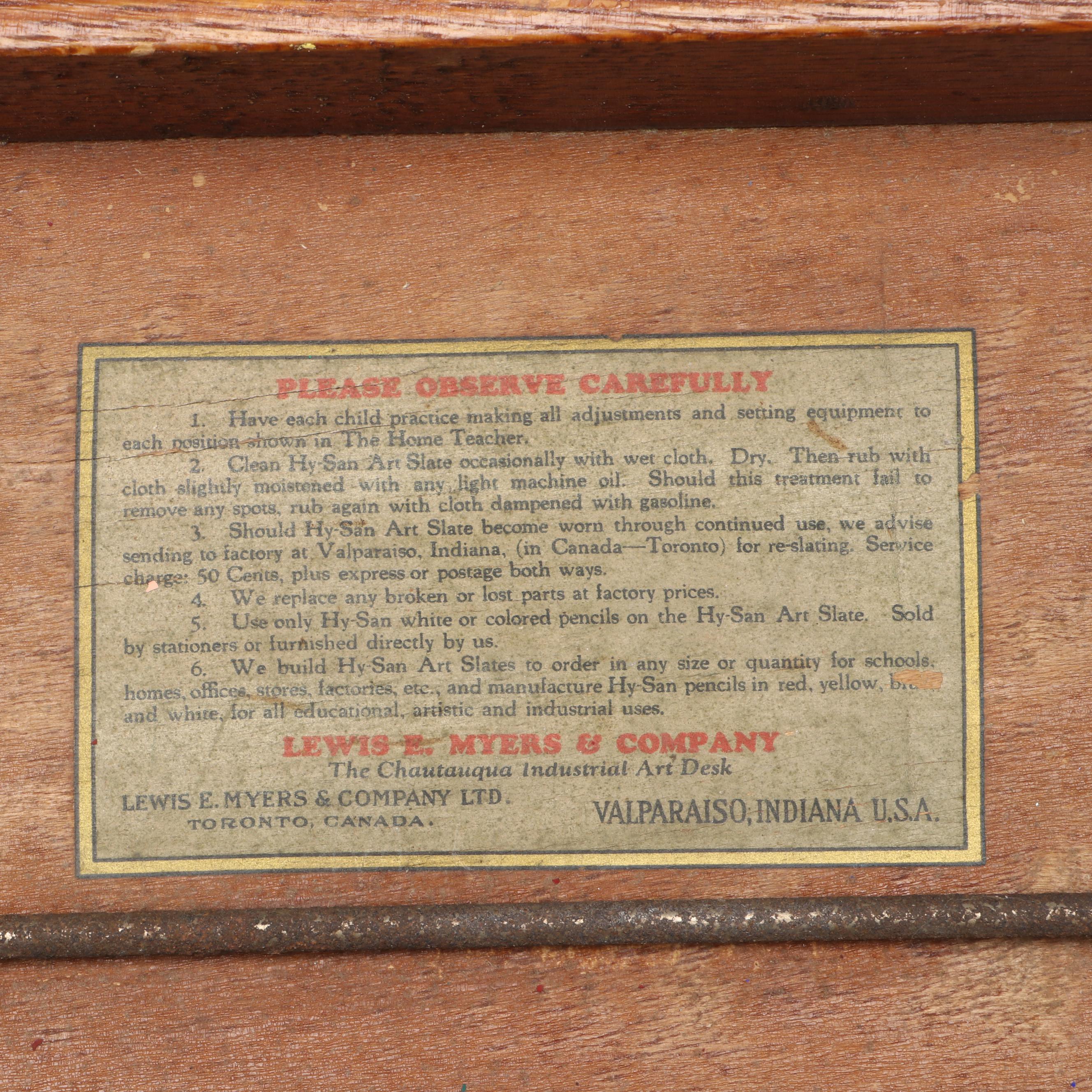 Lewis W. Myers & Co. "Home Teacher" Portable Wooden Desk with Flag Poster